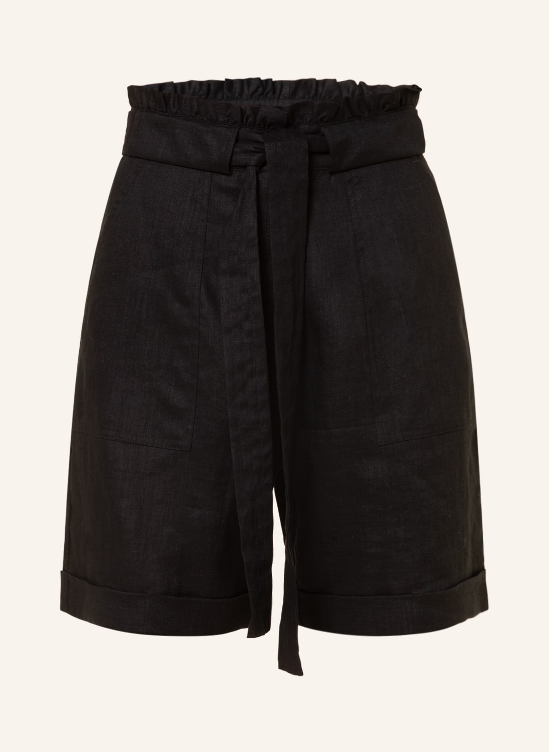 Image of Darling Harbour Paperbag-Shorts Aus Leinen schwarz