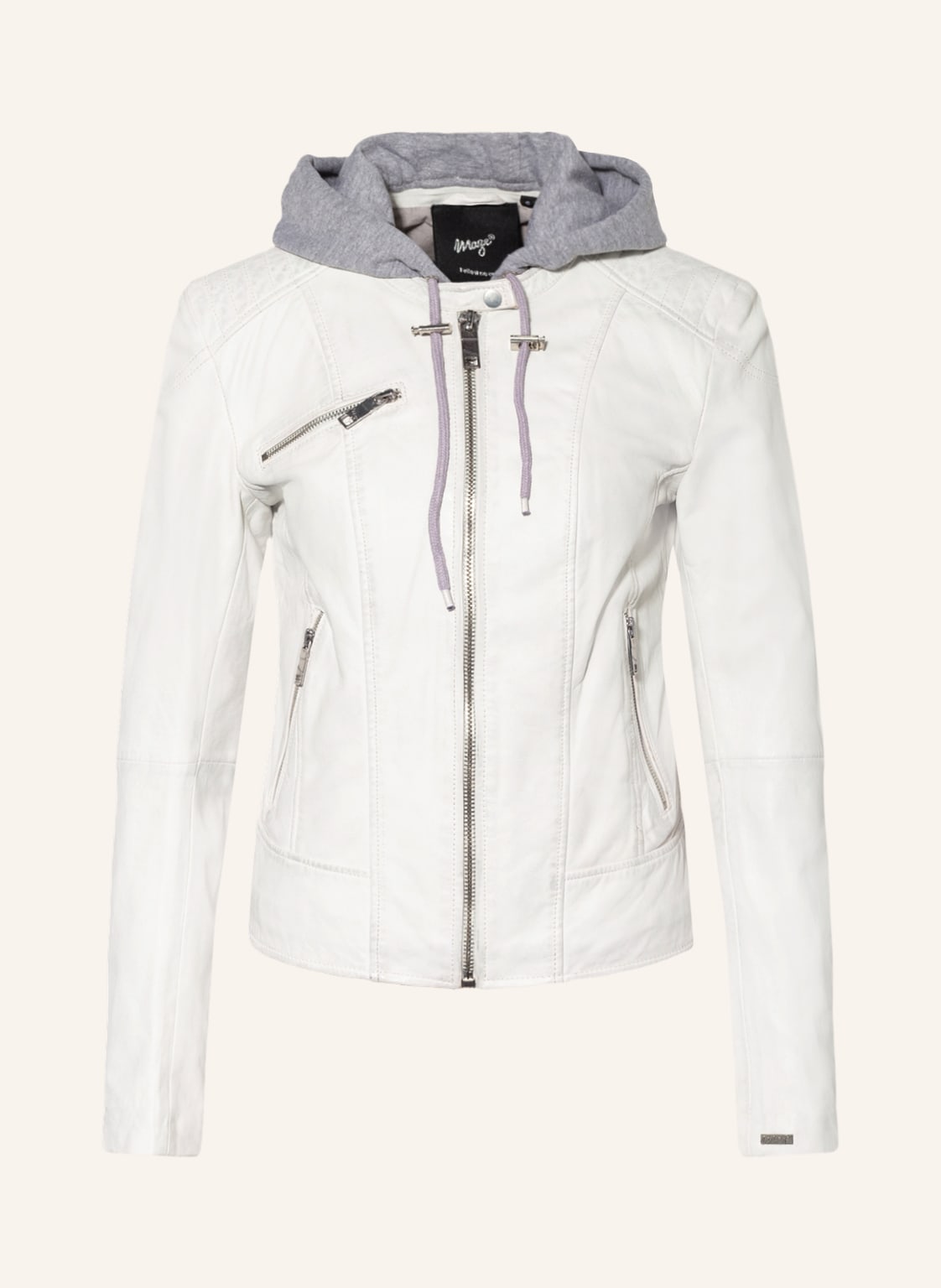 Image of Maze Lederjacke Mico Mit Abnehmbarer Blende weiss