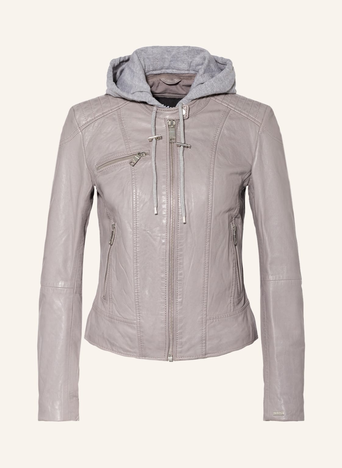 Image of Maze Lederjacke Mico Mit Abnehmbarer Blende grau