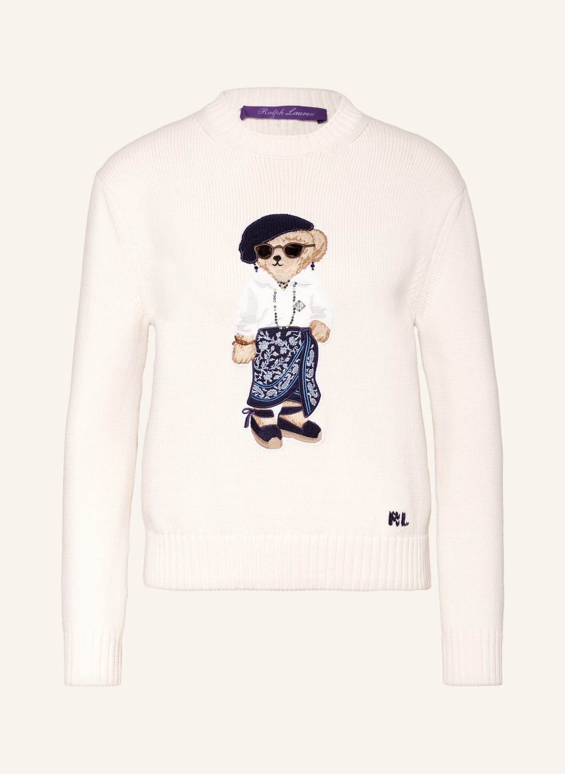 Image of Ralph Lauren Collection Pullover Mit Schmucksteinen Und Stickereien beige