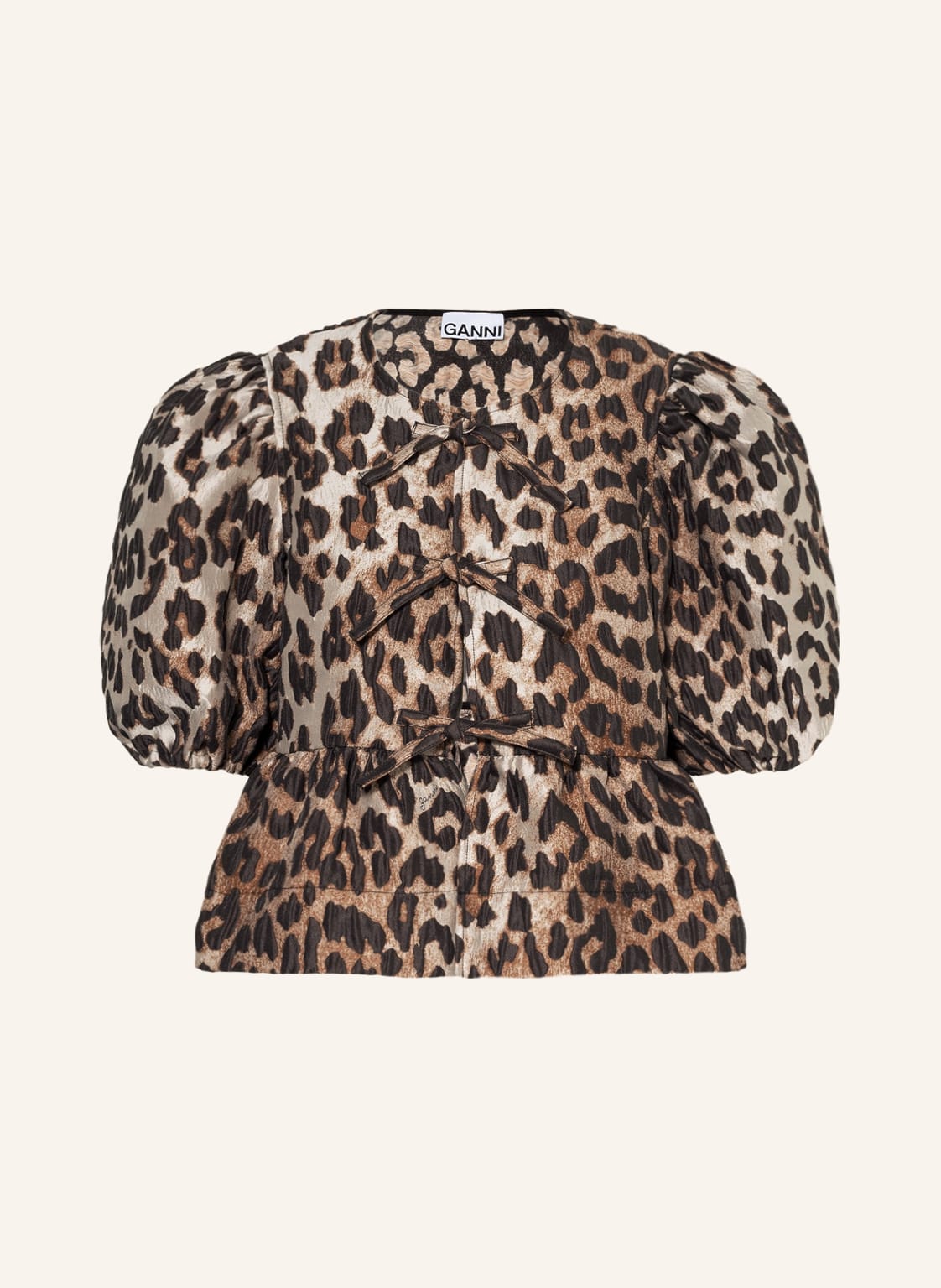 Image of Ganni Blusenshirt Aus Jacquard braun