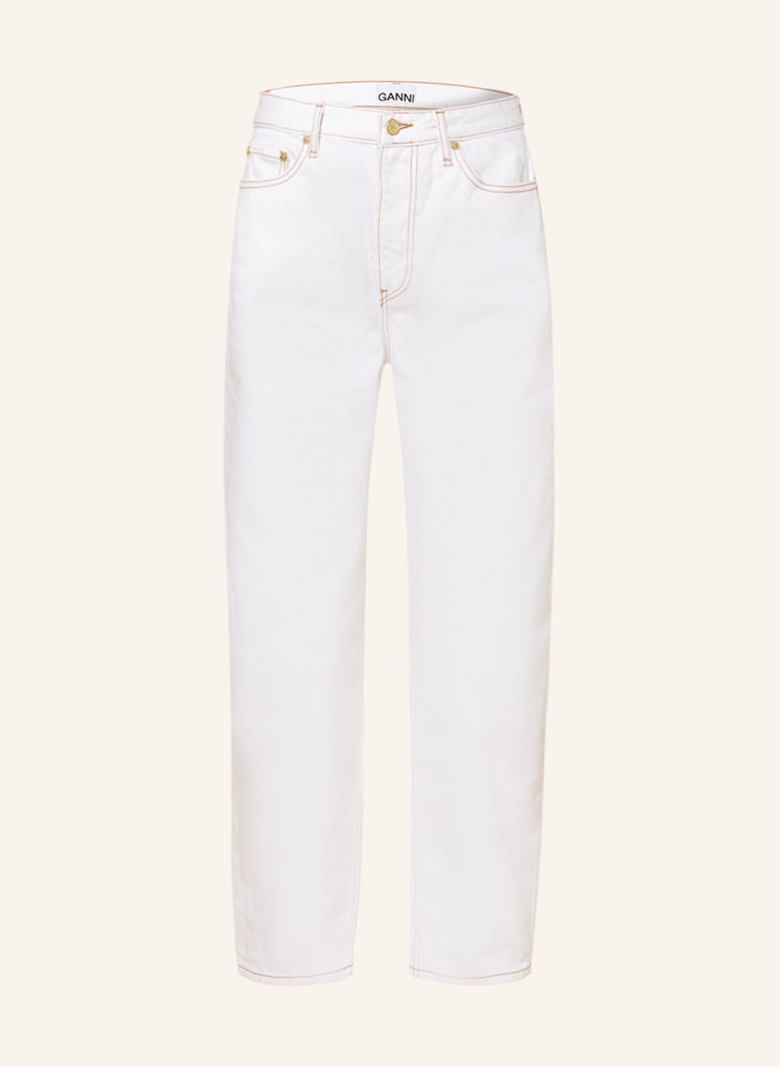 Image of Ganni Straight Jeans Stary weiss