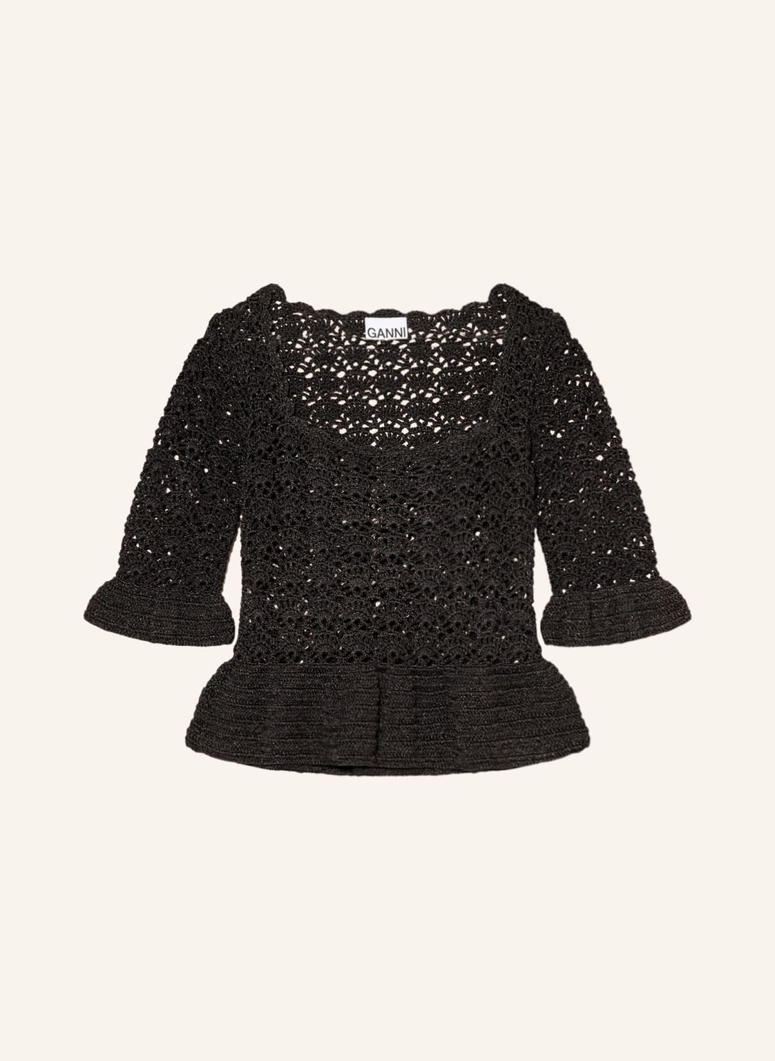 Image of Ganni Pullover Mit Glitzergarn schwarz