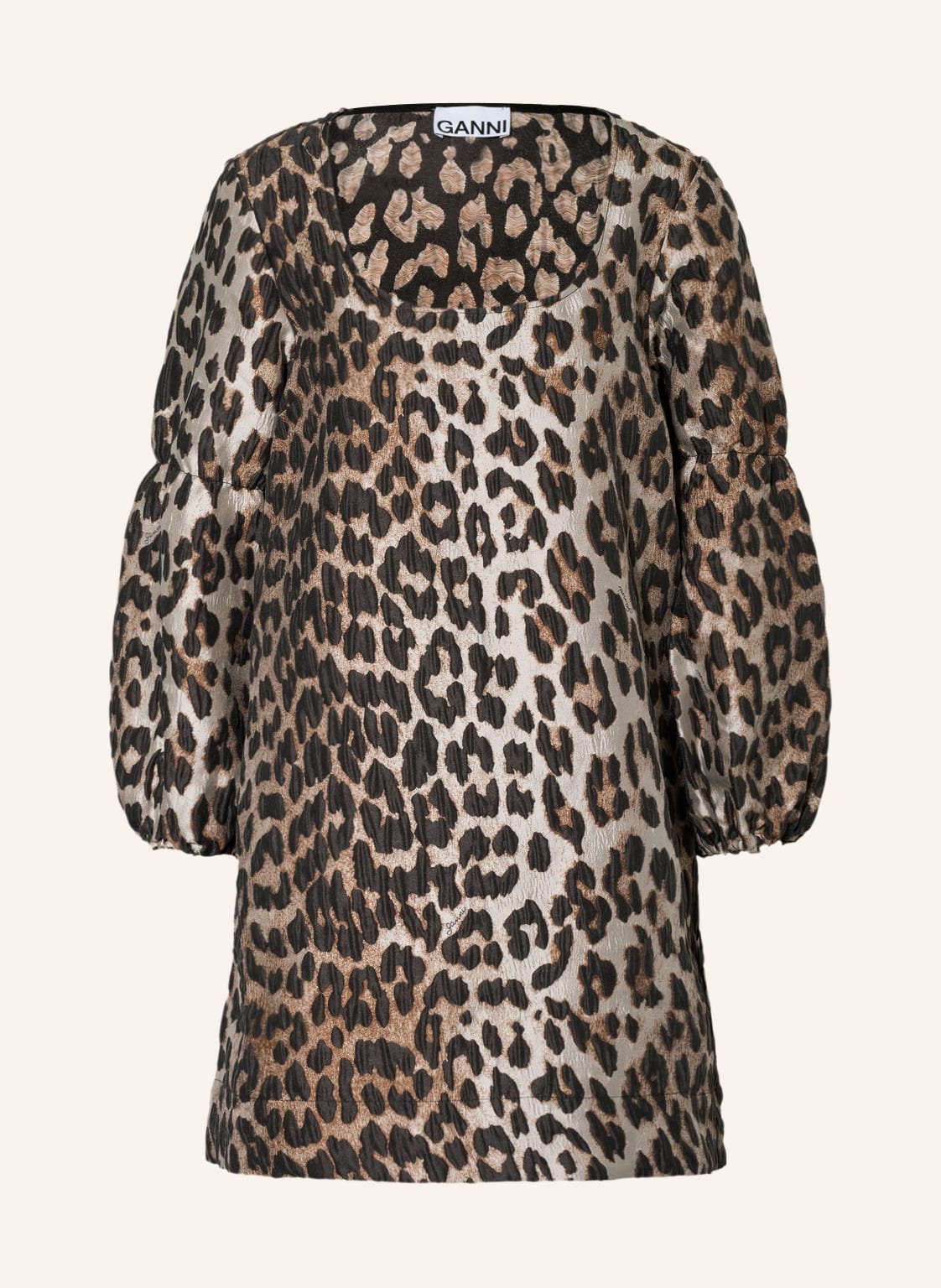 Image of Ganni Jacquard-Kleid braun