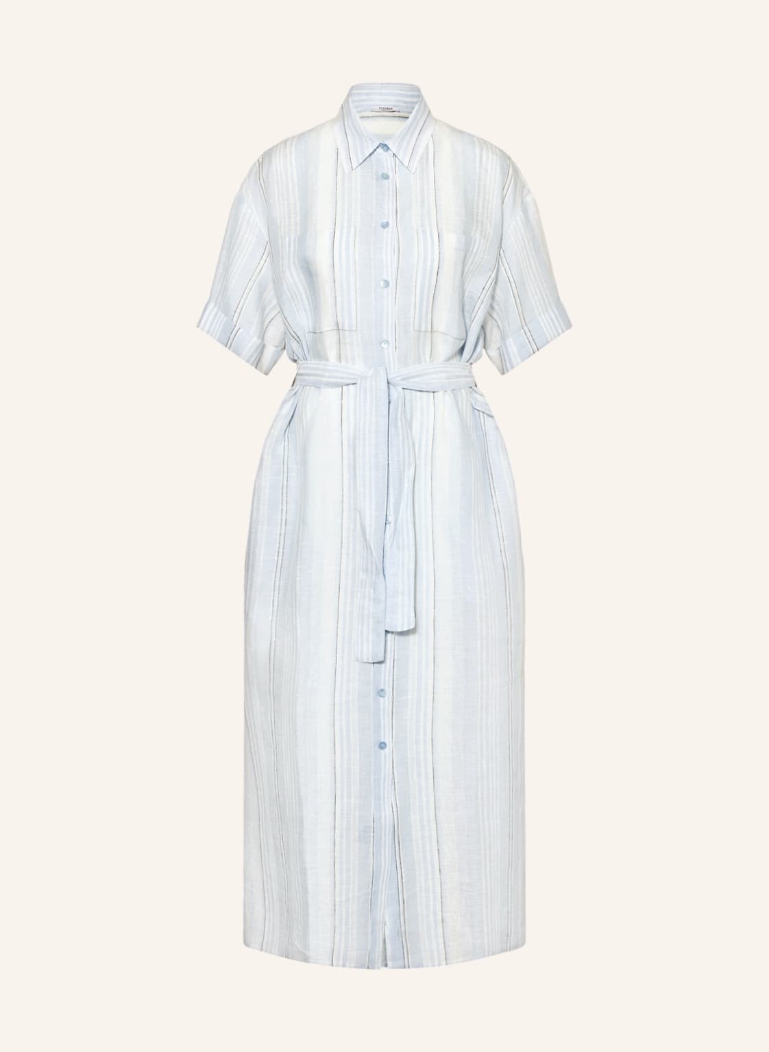 Image of Peserico Hemdblusenkleid Aus Leinen blau