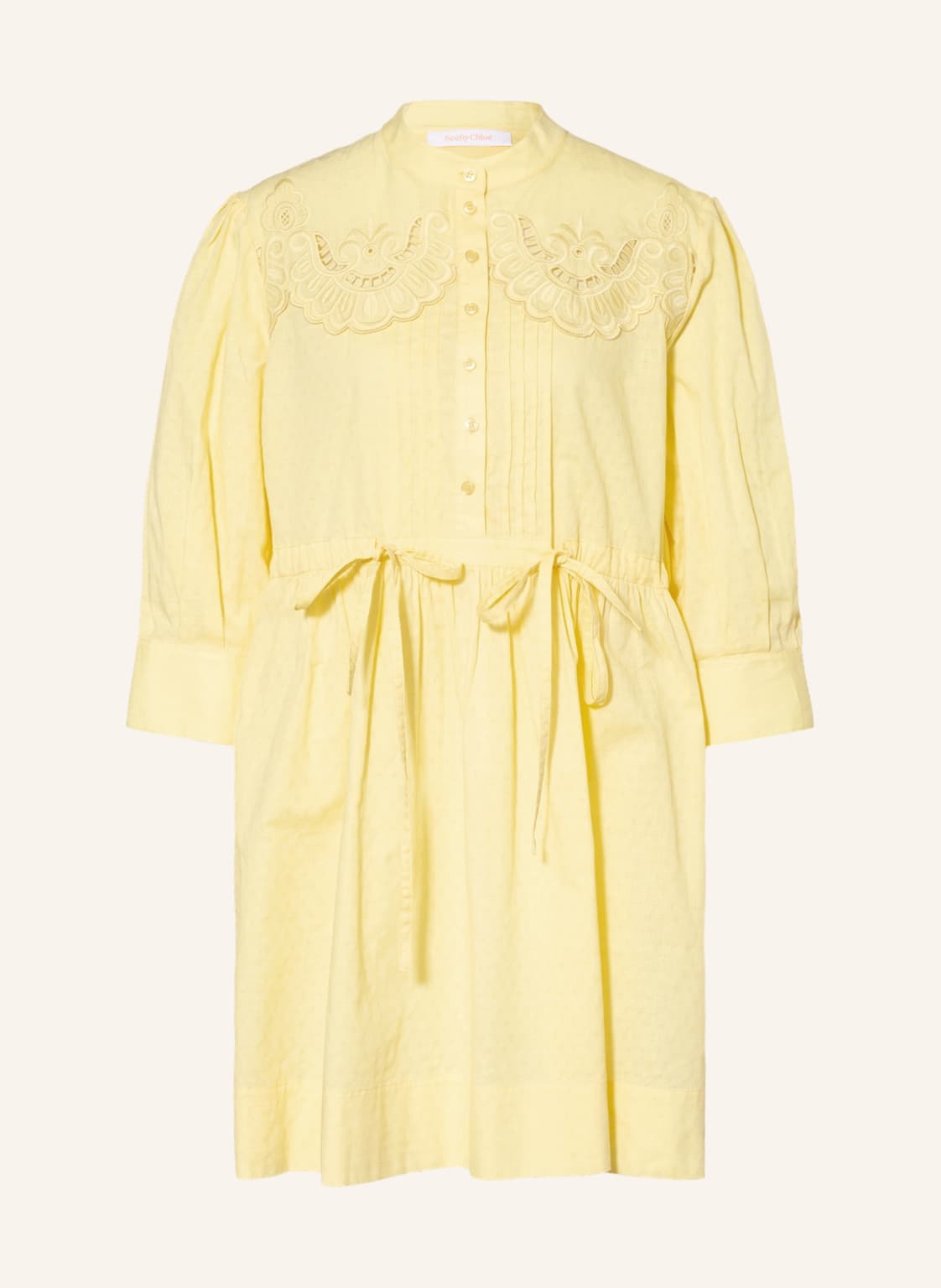 Image of See By Chloé Kleid Mit Lochspitze gelb