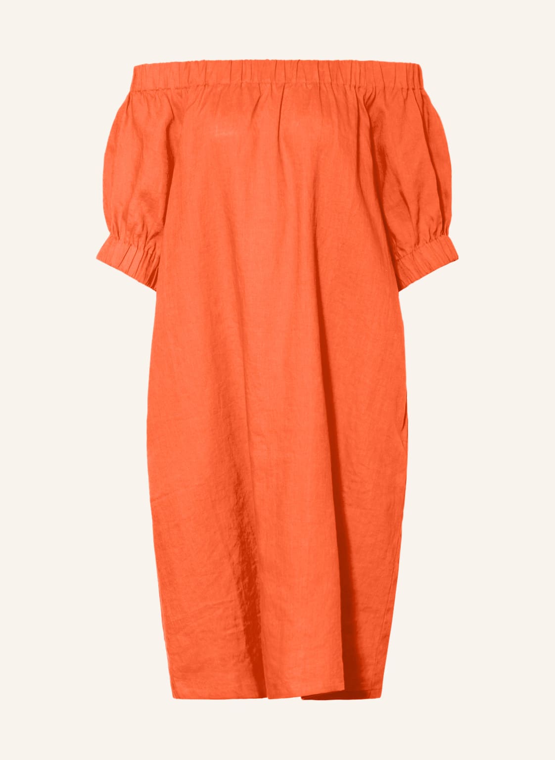 Image of Darling Harbour Off-Shoulder-Kleid Aus Leinen orange