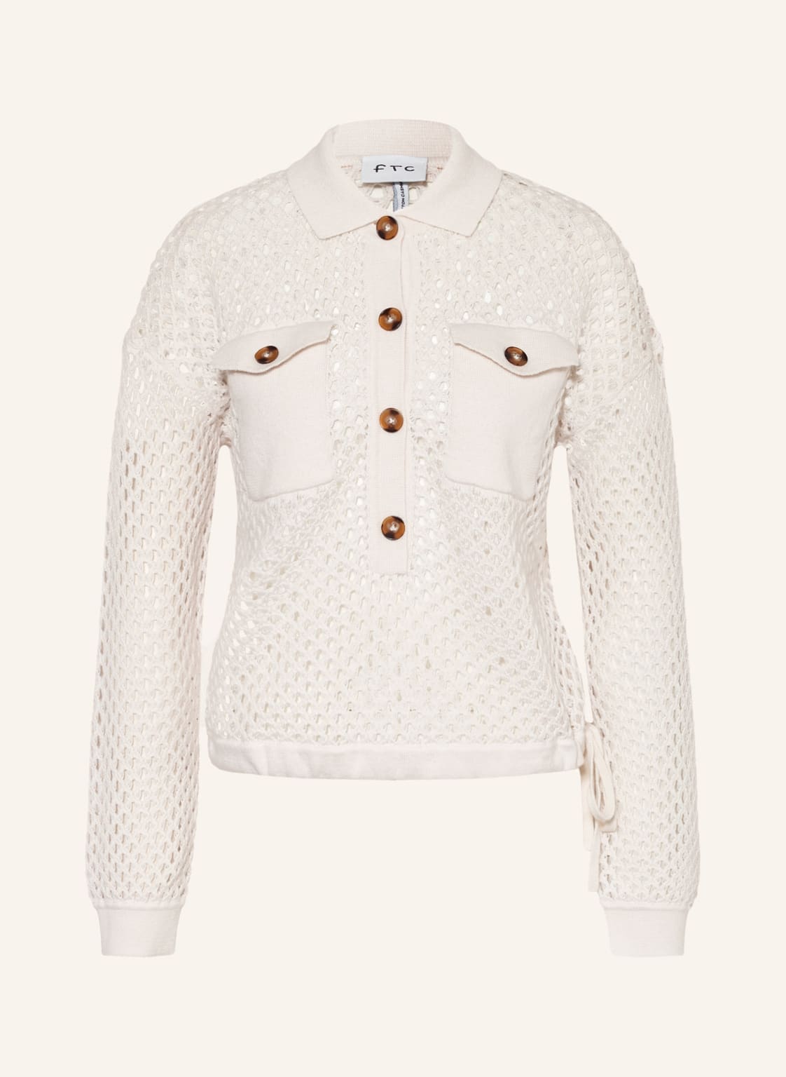 Image of Ftc Cashmere Strick-Poloshirt Mit Cashmere weiss