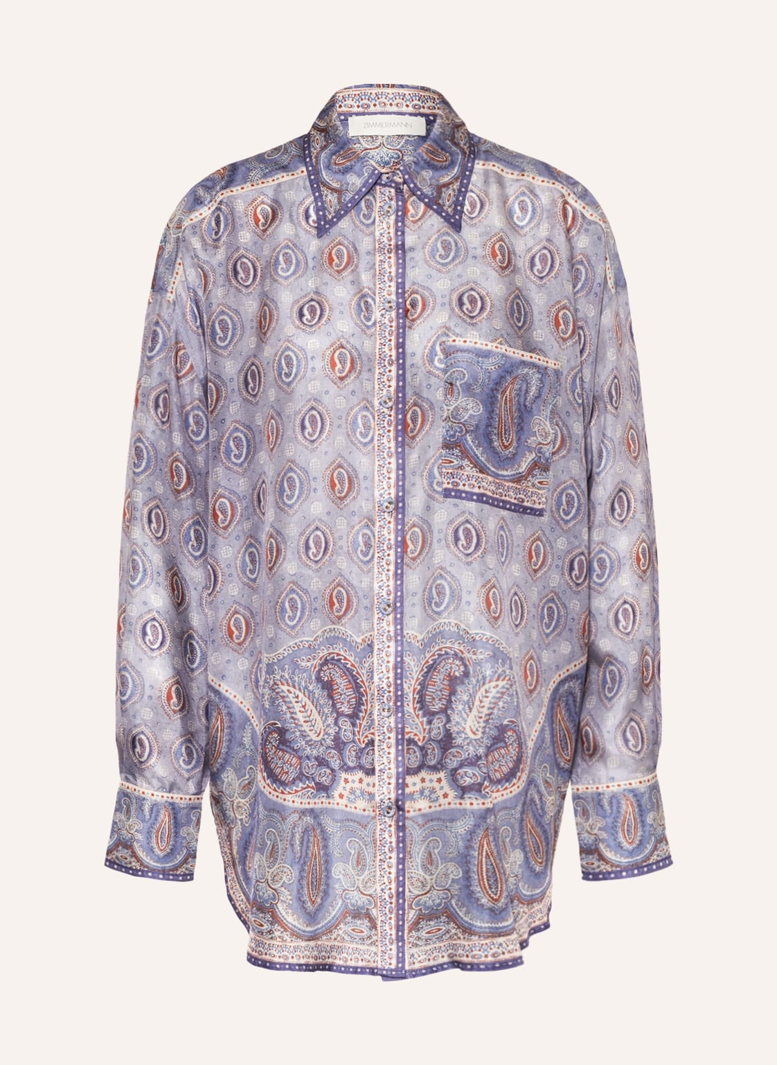Image of Zimmermann Hemdbluse Vitali Aus Seide blau