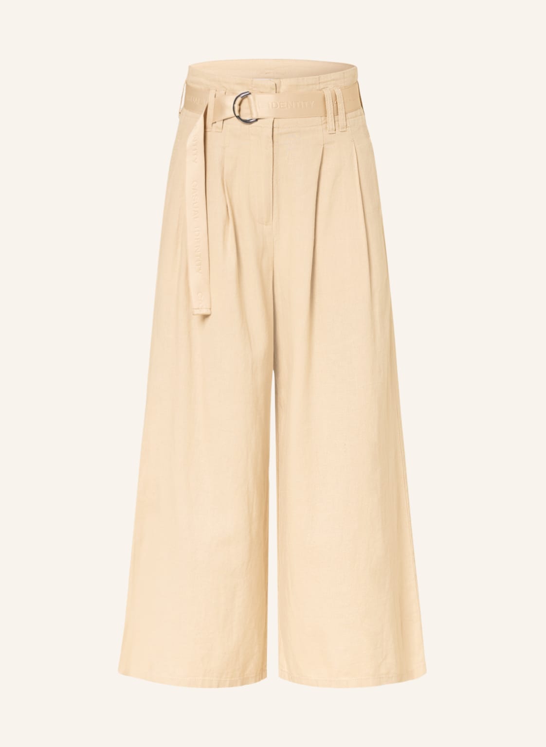 Image of Comma Casual Identity Paperbag-Culotte Mit Leinen beige