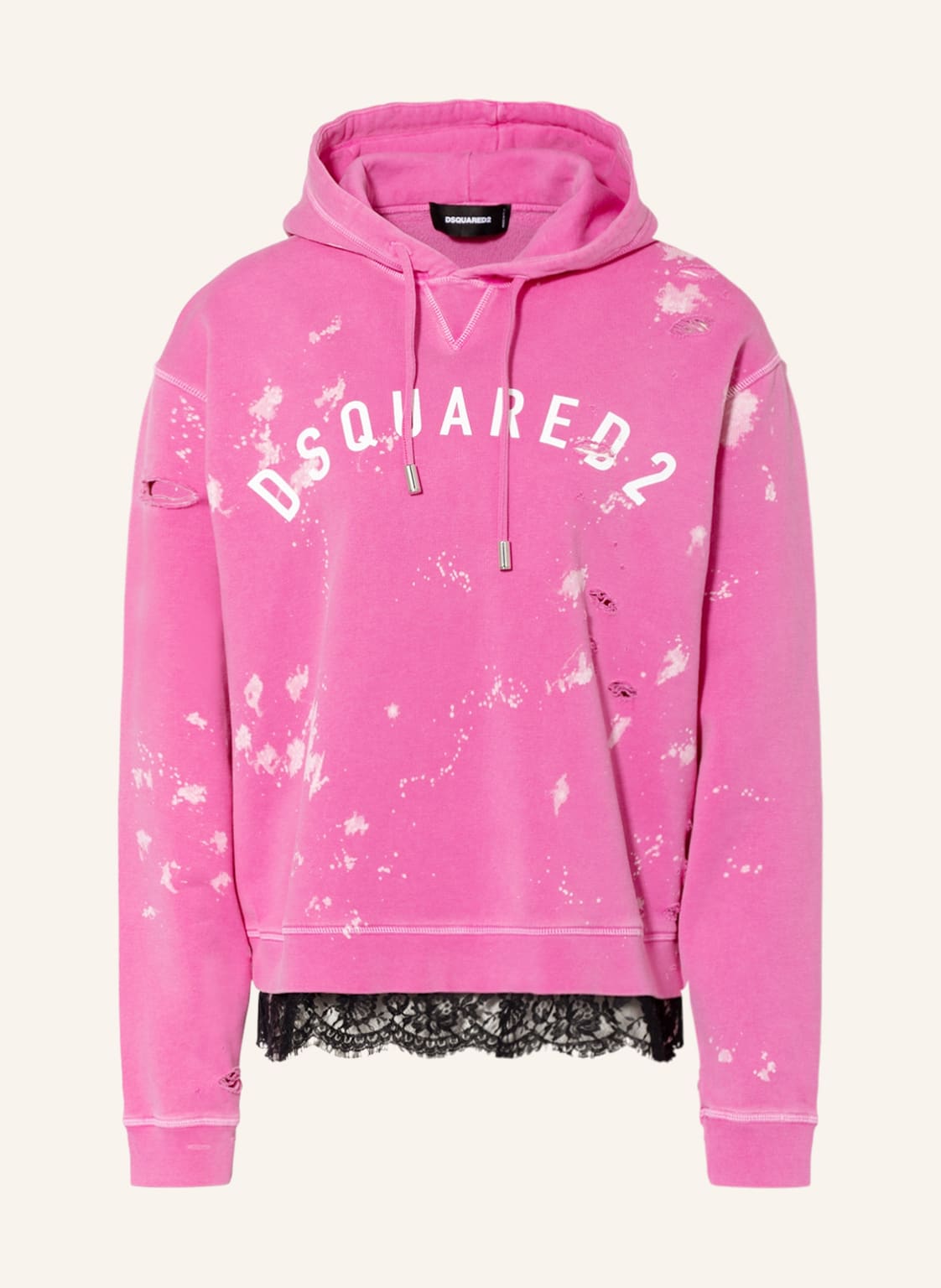 Image of dsquared2 Hoodie d2 Goth Foam Mit Spitze pink
