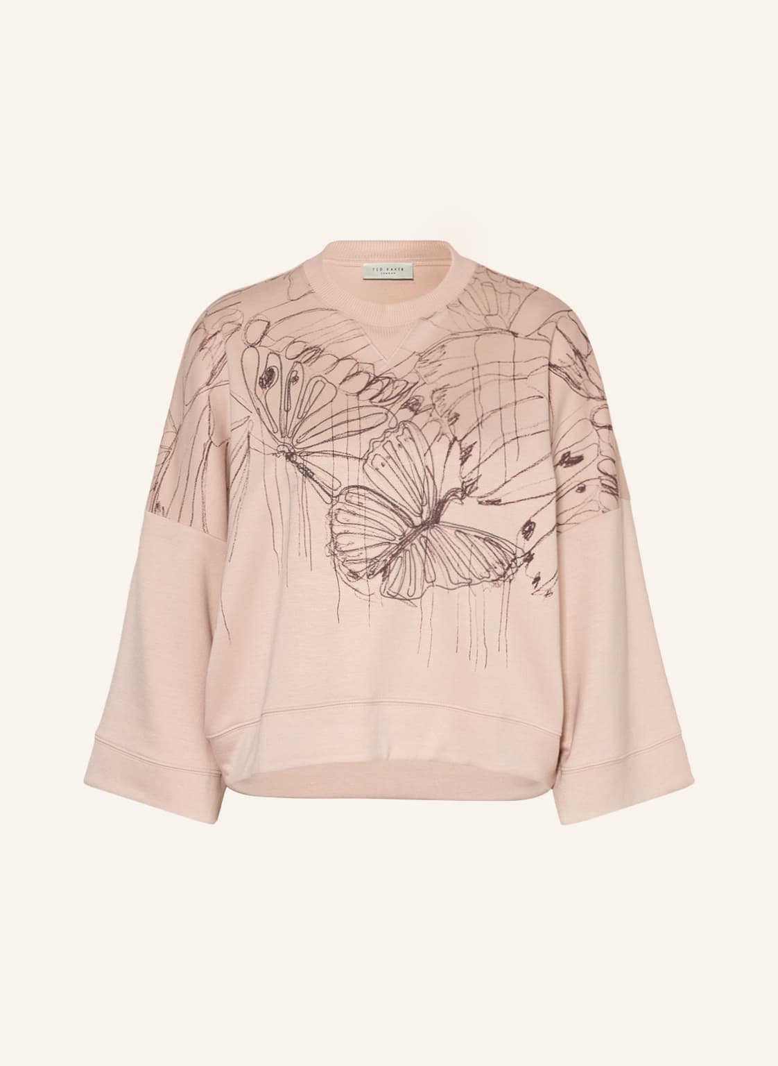 Image of Ted Baker Sweatshirt Carmile Mit Schmucksteinen Und 3/4-Arm rosa