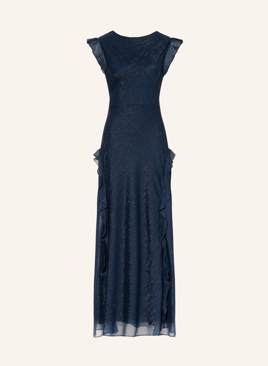 Image of Ted Baker Abendkleid Laurae Mit Volants Und Glanzgarn blau