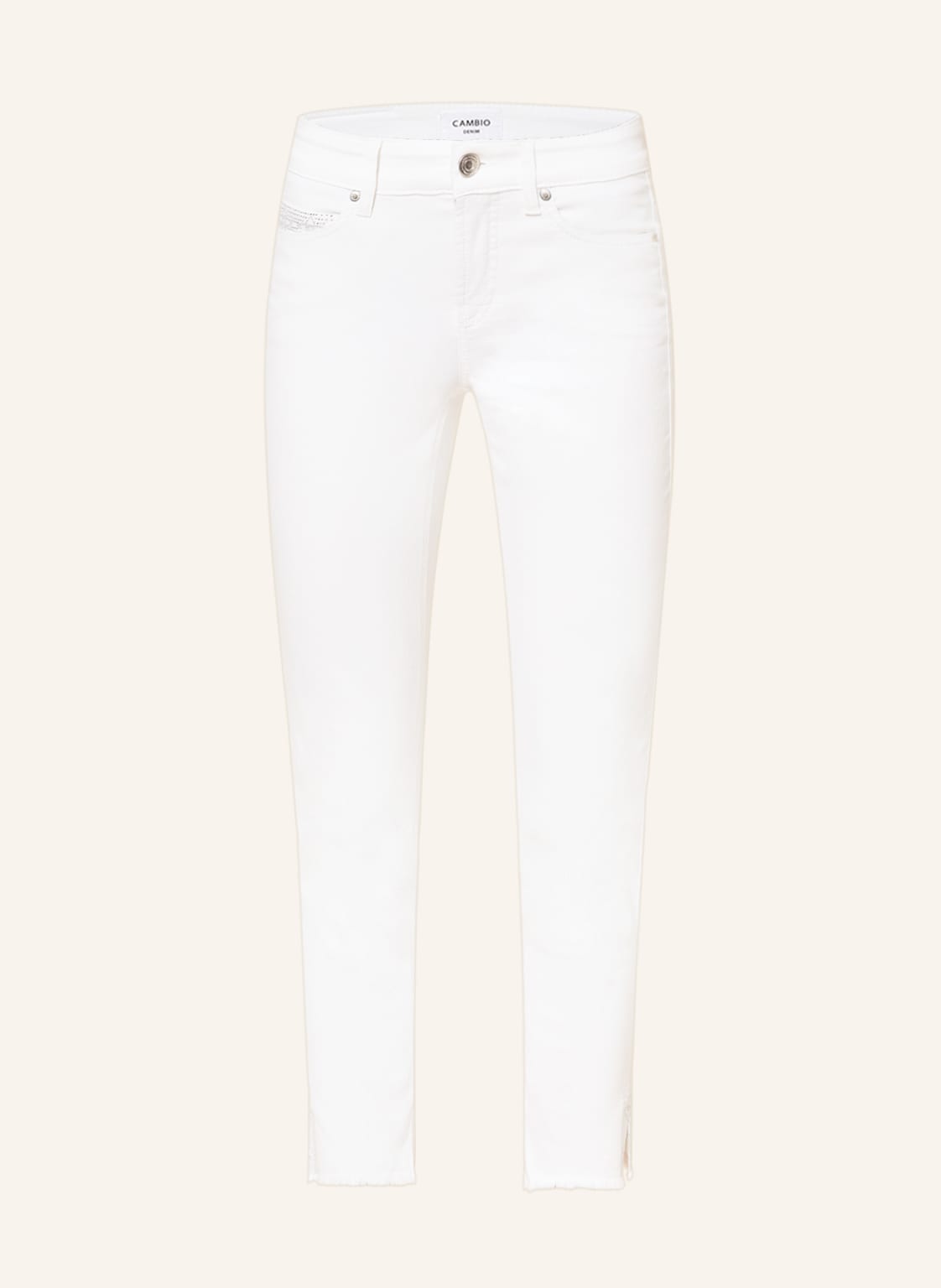 Image of Cambio 7/8-Jeans Piper Mit Schmucksteinen weiss