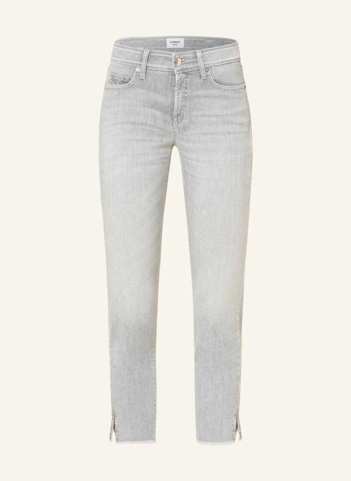 Image of Cambio 7/8-Jeans Piper Mit Schmucksteinen grau