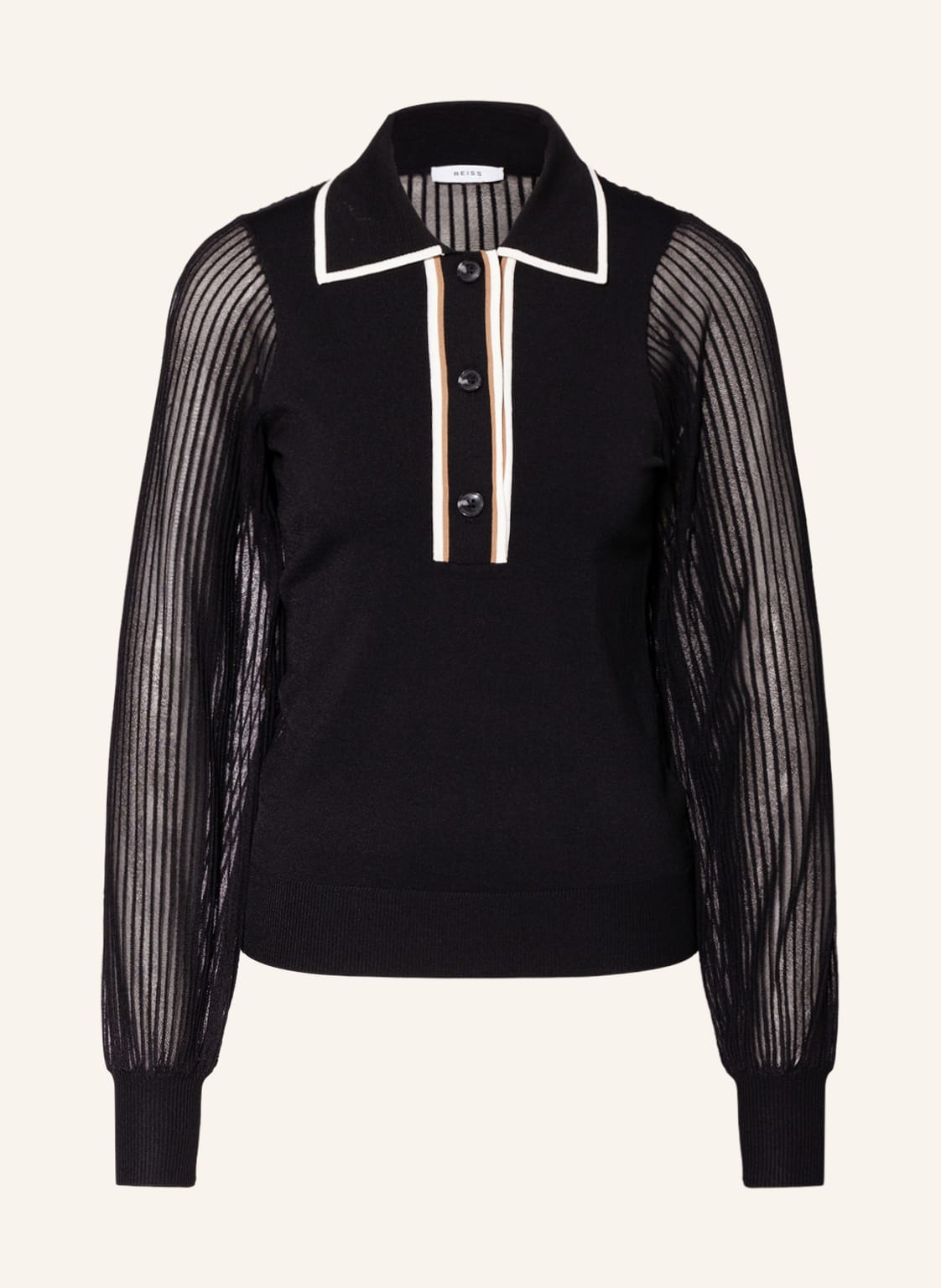 Image of Reiss Strick-Poloshirt Fran schwarz