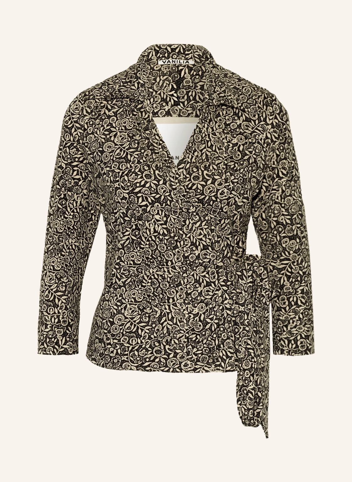 Image of Vanilia Wickelbluse Mit 3/4-Arm schwarz