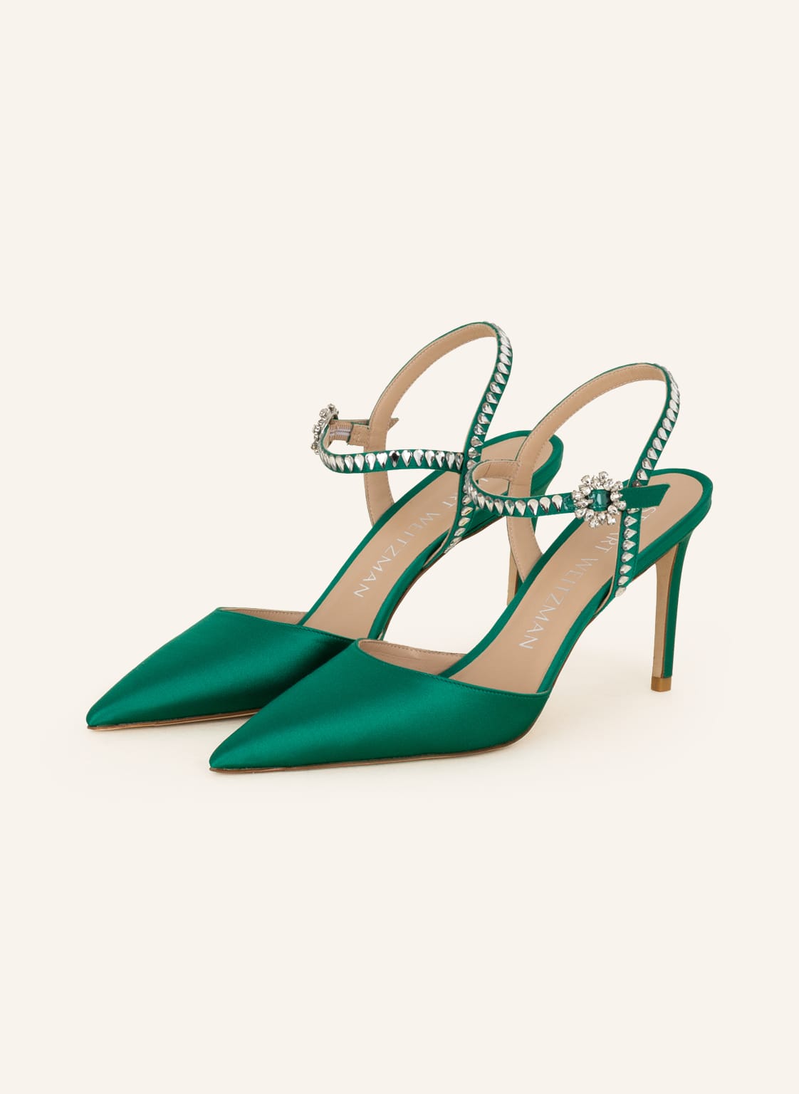 Image of Stuart Weitzman Slingpumps Gemcut Xcurve Mit Schmucksteinen gruen