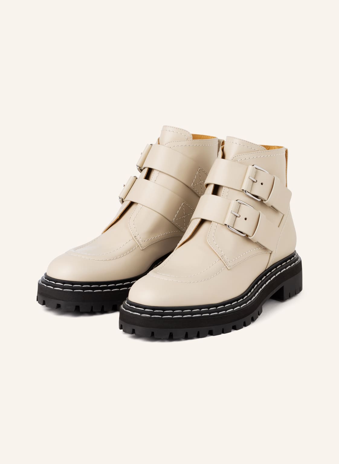 Image of Proenza Schouler Biker Boots Lug Sole beige
