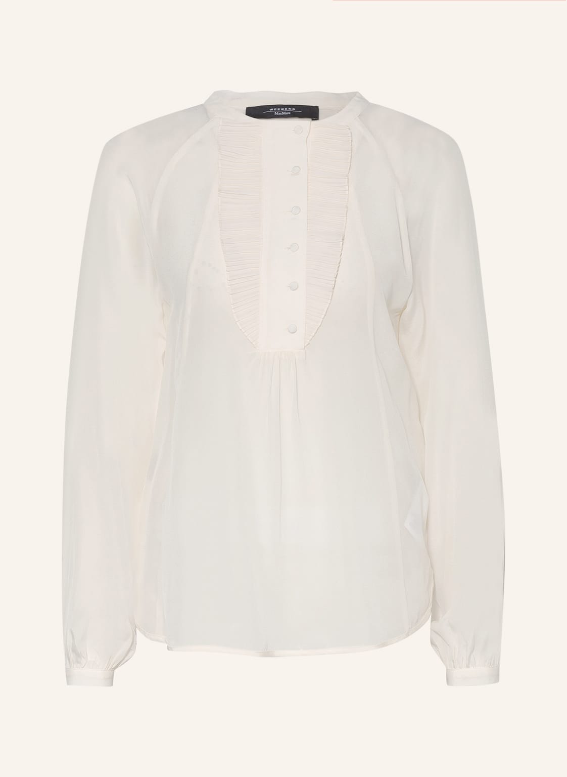 Image of Weekend Maxmara Blusenshirt Prosit Im Materialmix Mit Volants weiss
