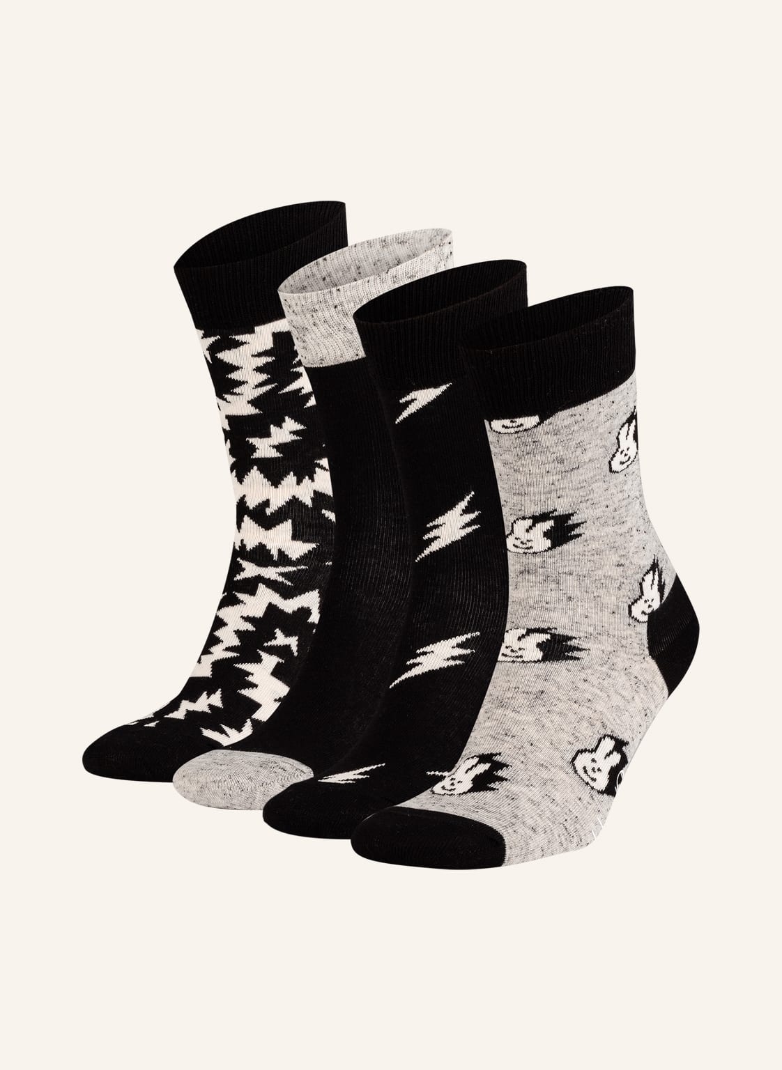 Image of Happy Socks 4er-Pack Socken Black White Mit Geschenkbox schwarz