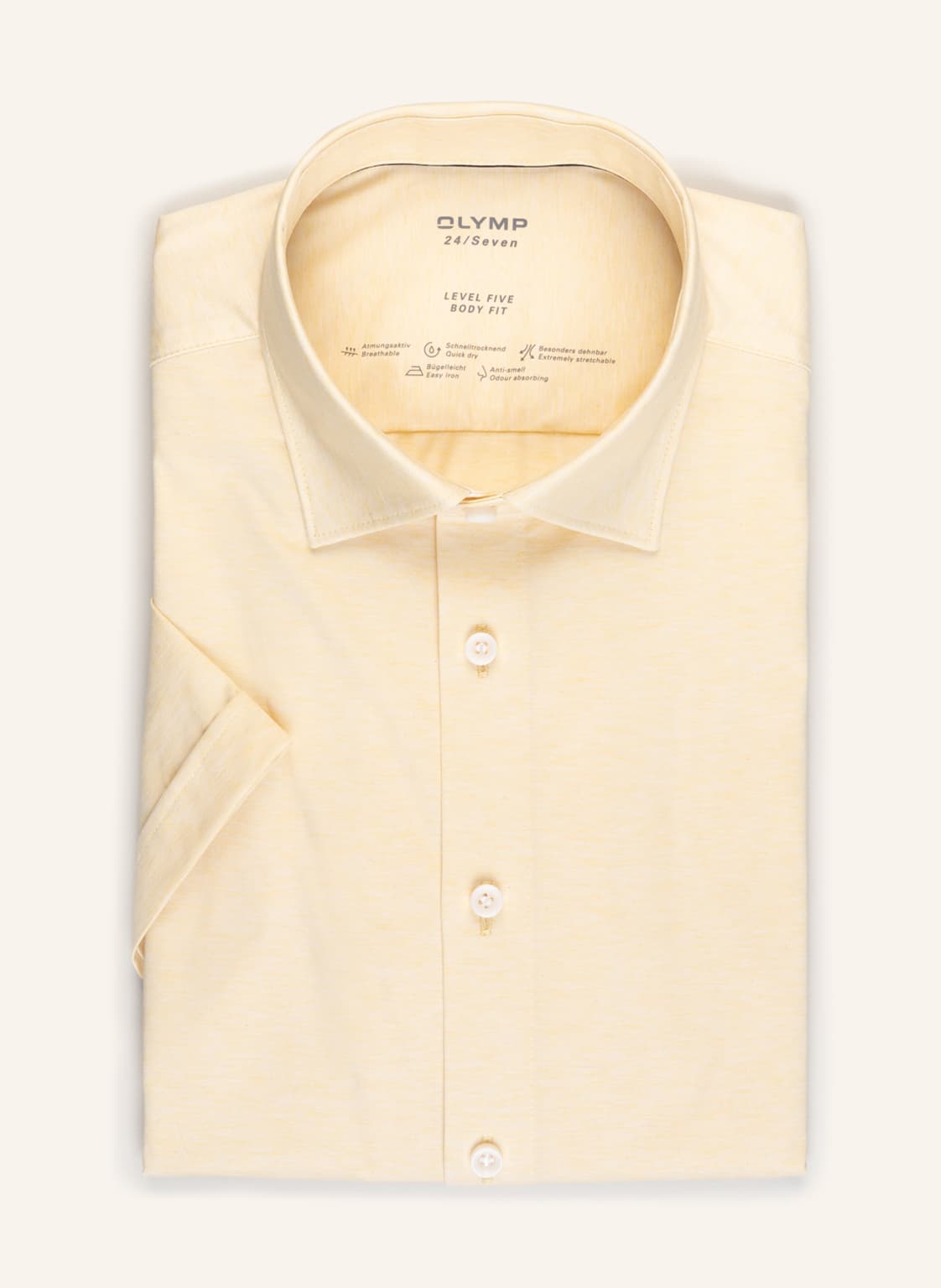 Image of Olymp Kurzarm-Hemd Level Five 24/Seven Body Fit gelb