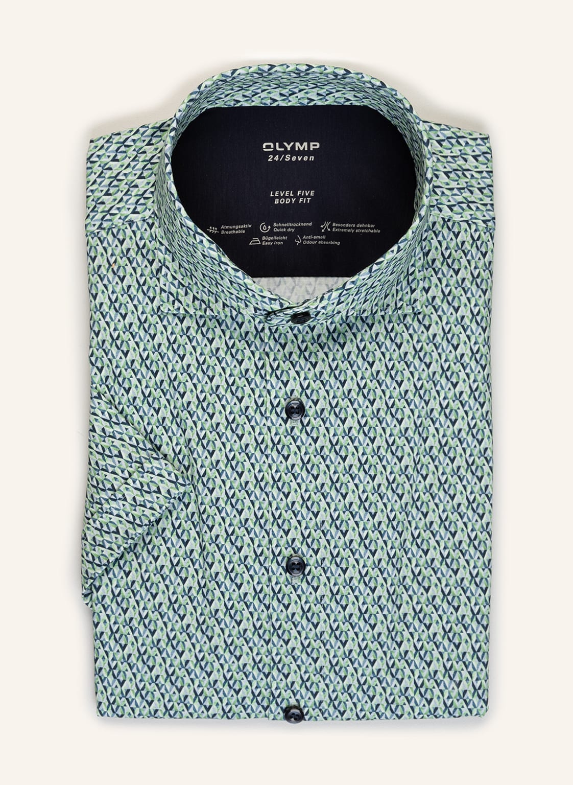 Image of Olymp Kurzarm-Hemd Level Five 24/Seven Body Fit gruen