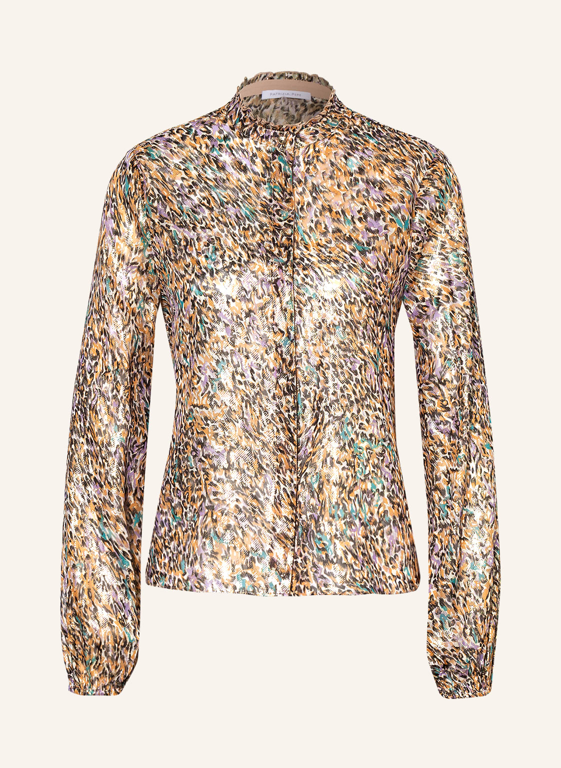 Image of Patrizia Pepe Seidenbluse Mit Glitzergarn gold