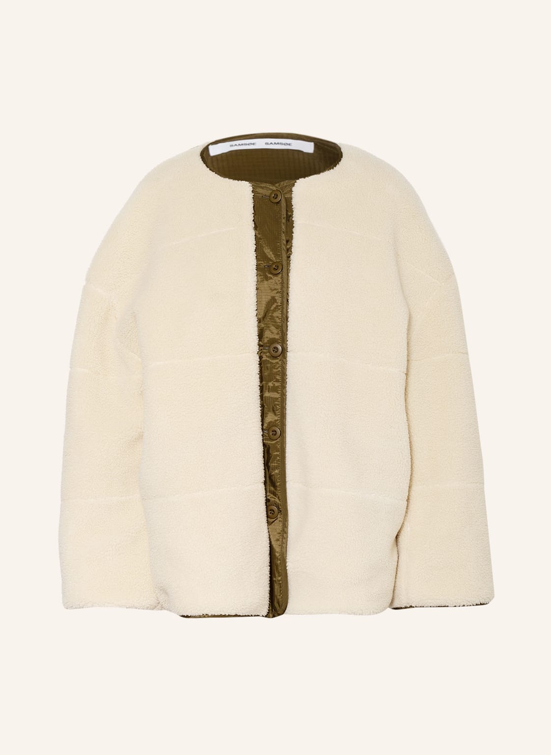 Image of Samsøe Samsøe Oversized-Jacke Naya Aus Teddyfell beige