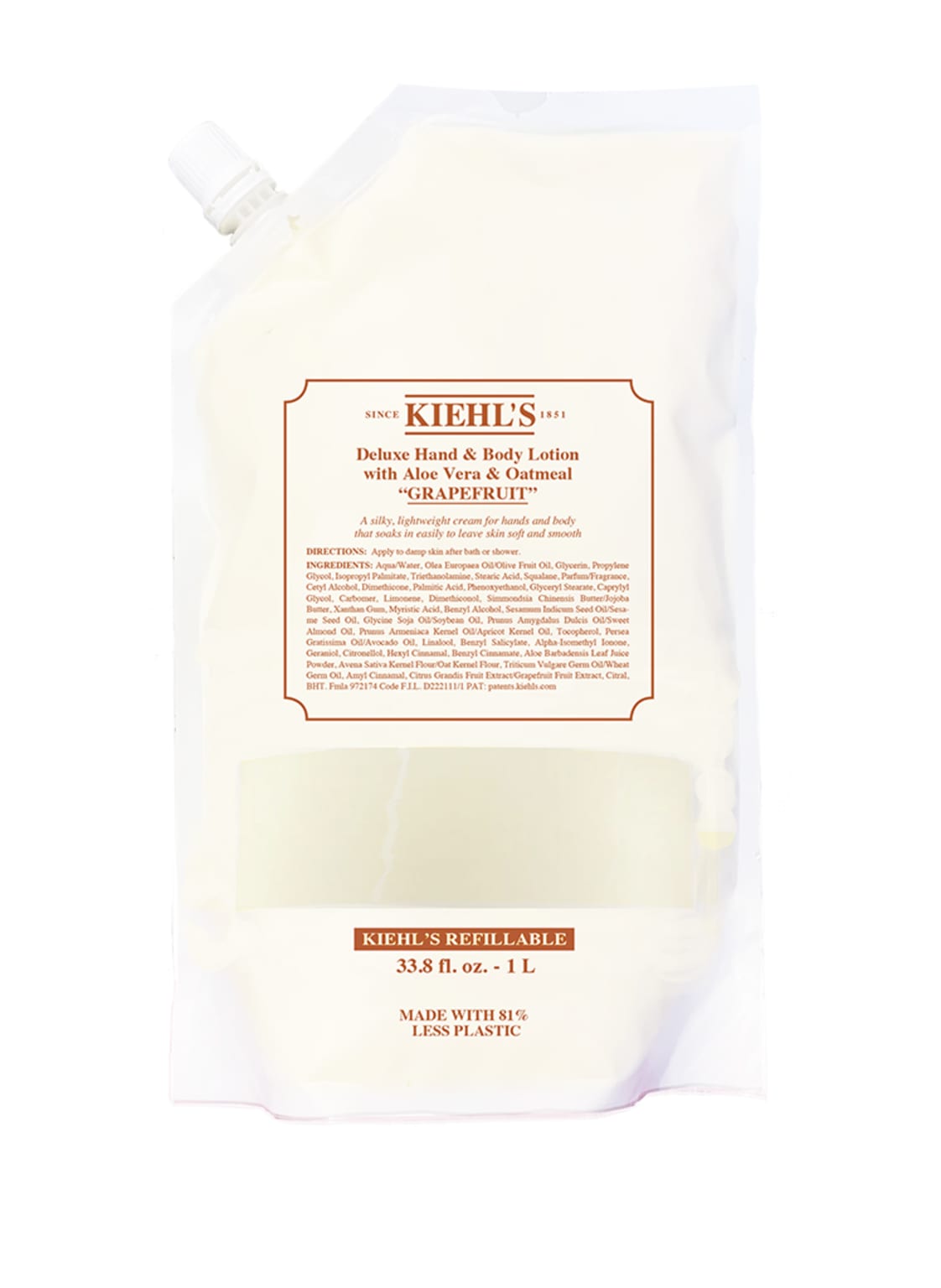 Image of Kiehl's Hand & Body Lotion Grapefruit Refill Body Lotion 1000 ml