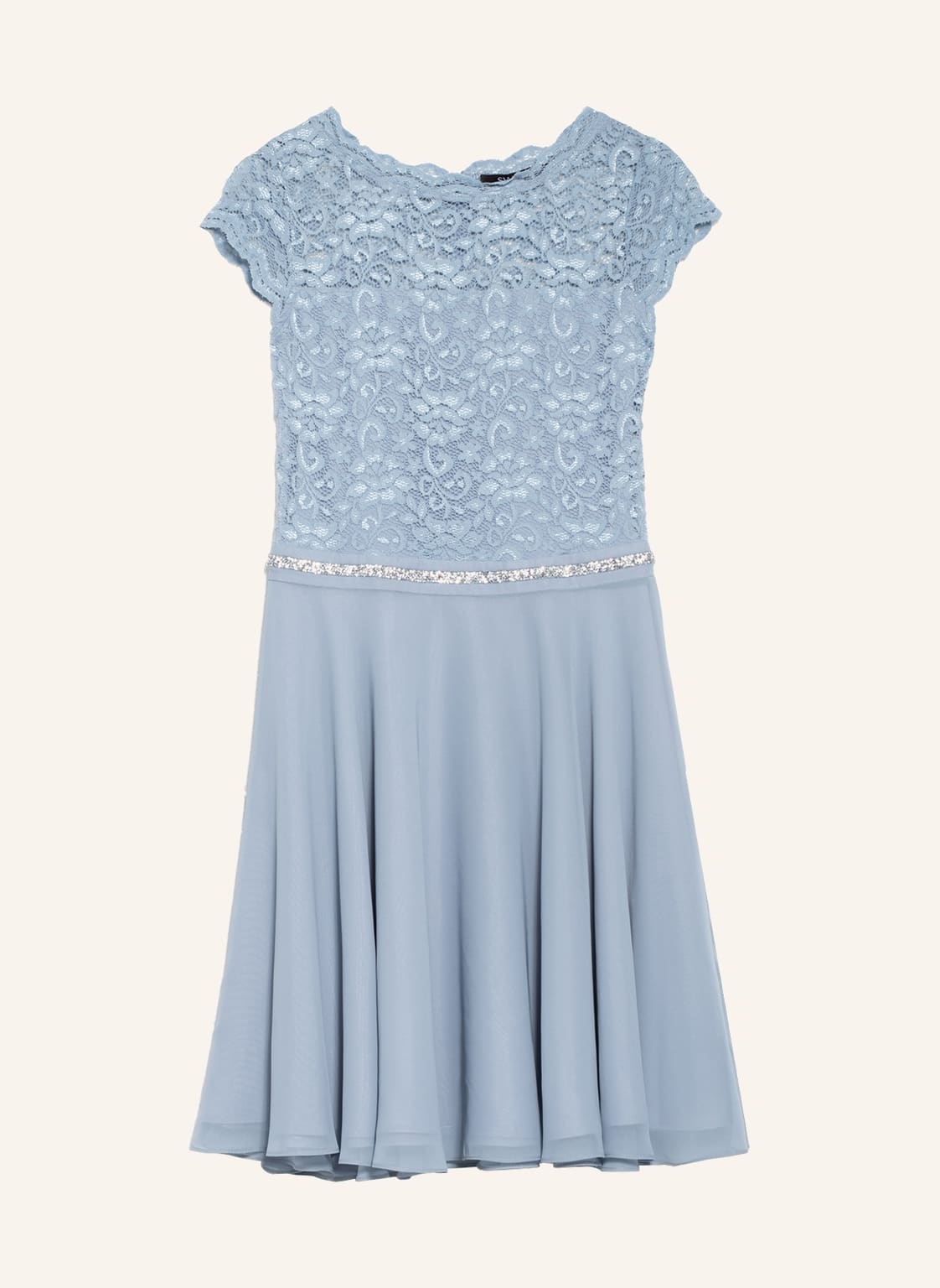 Image of Swing Cocktailkleid Mit Schmucksteinbesatz blau