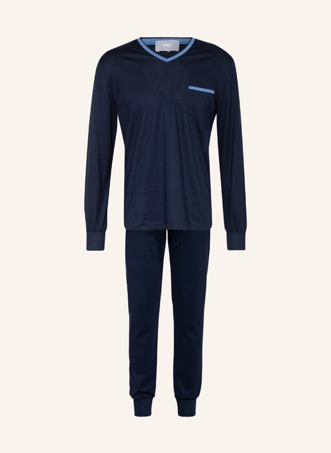 Image of Mey Schlafanzug Serie Unibasic blau