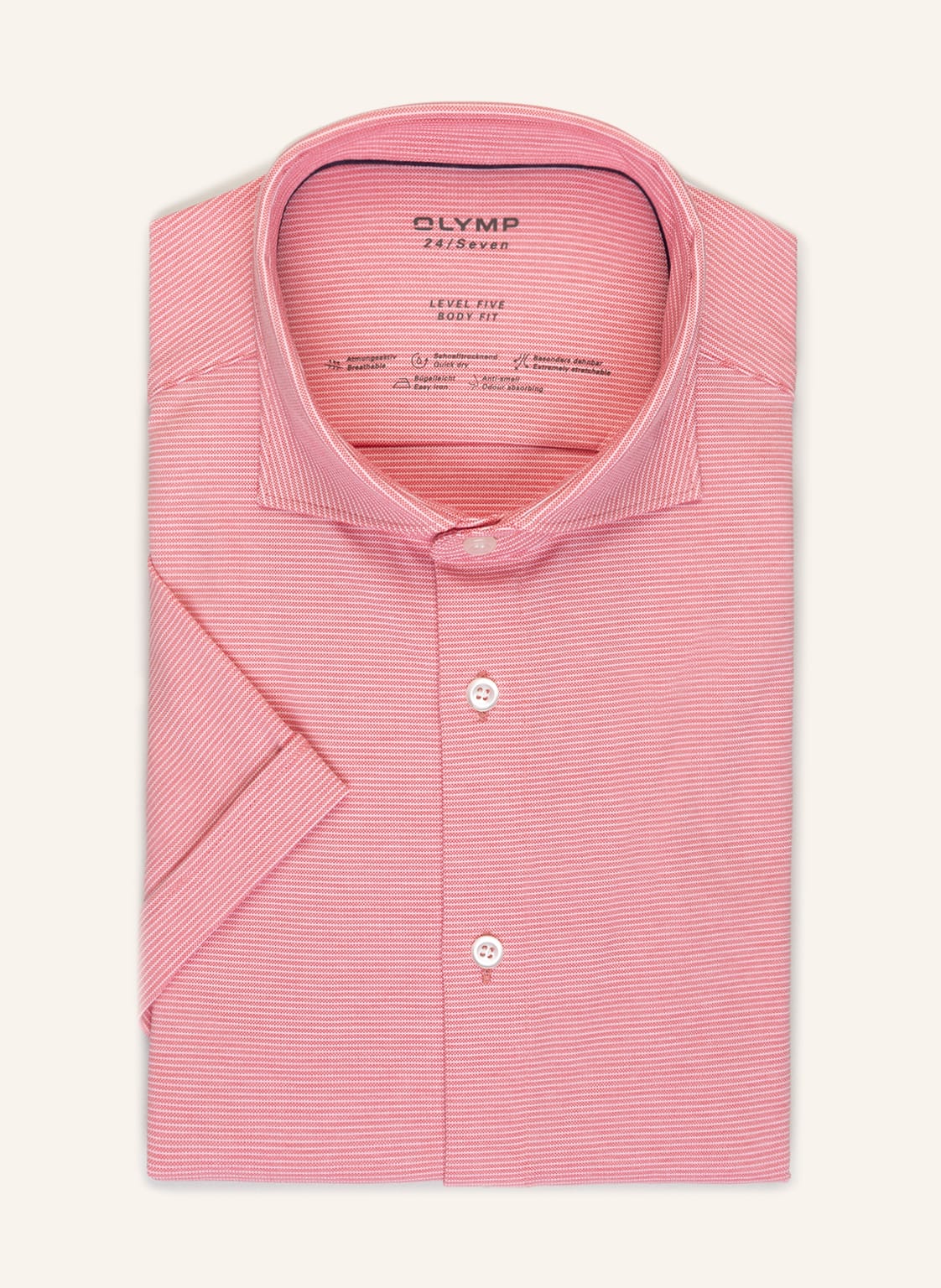 Image of Olymp Kurzarm-Hemd Level Five 24/Seven Body Fit Aus Jersey rot