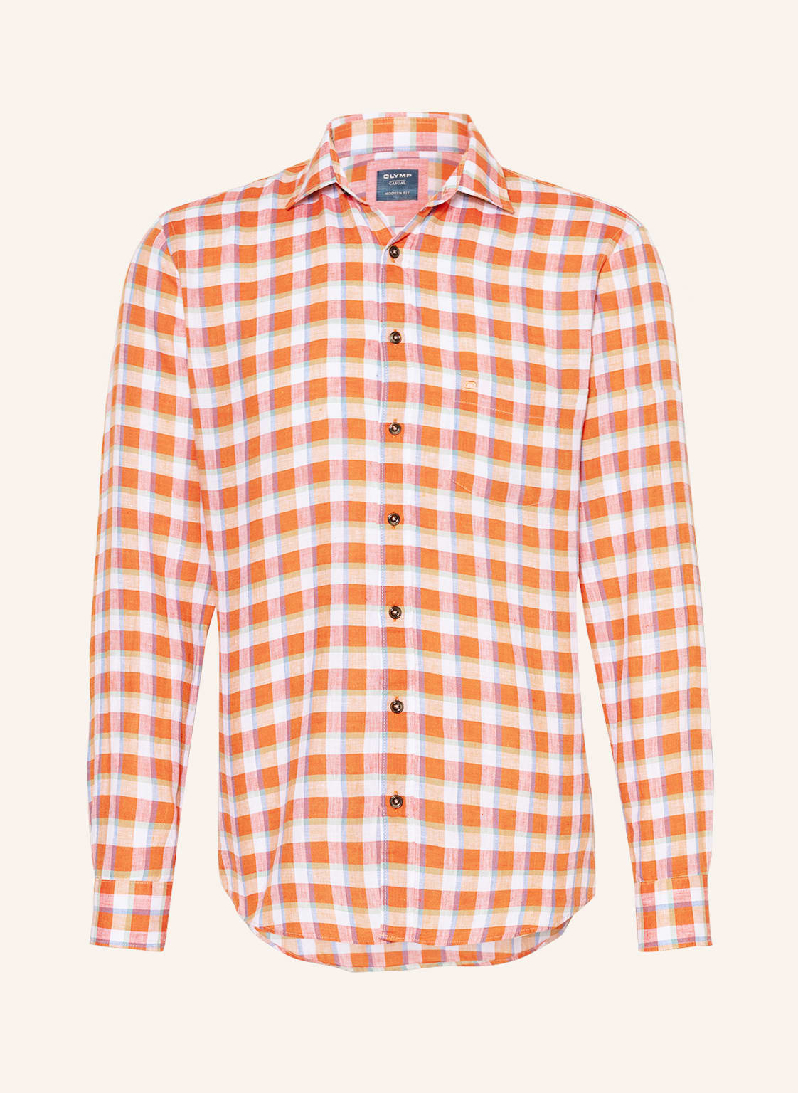 Image of Olymp Leinenhemd Luxor Modern Fit orange