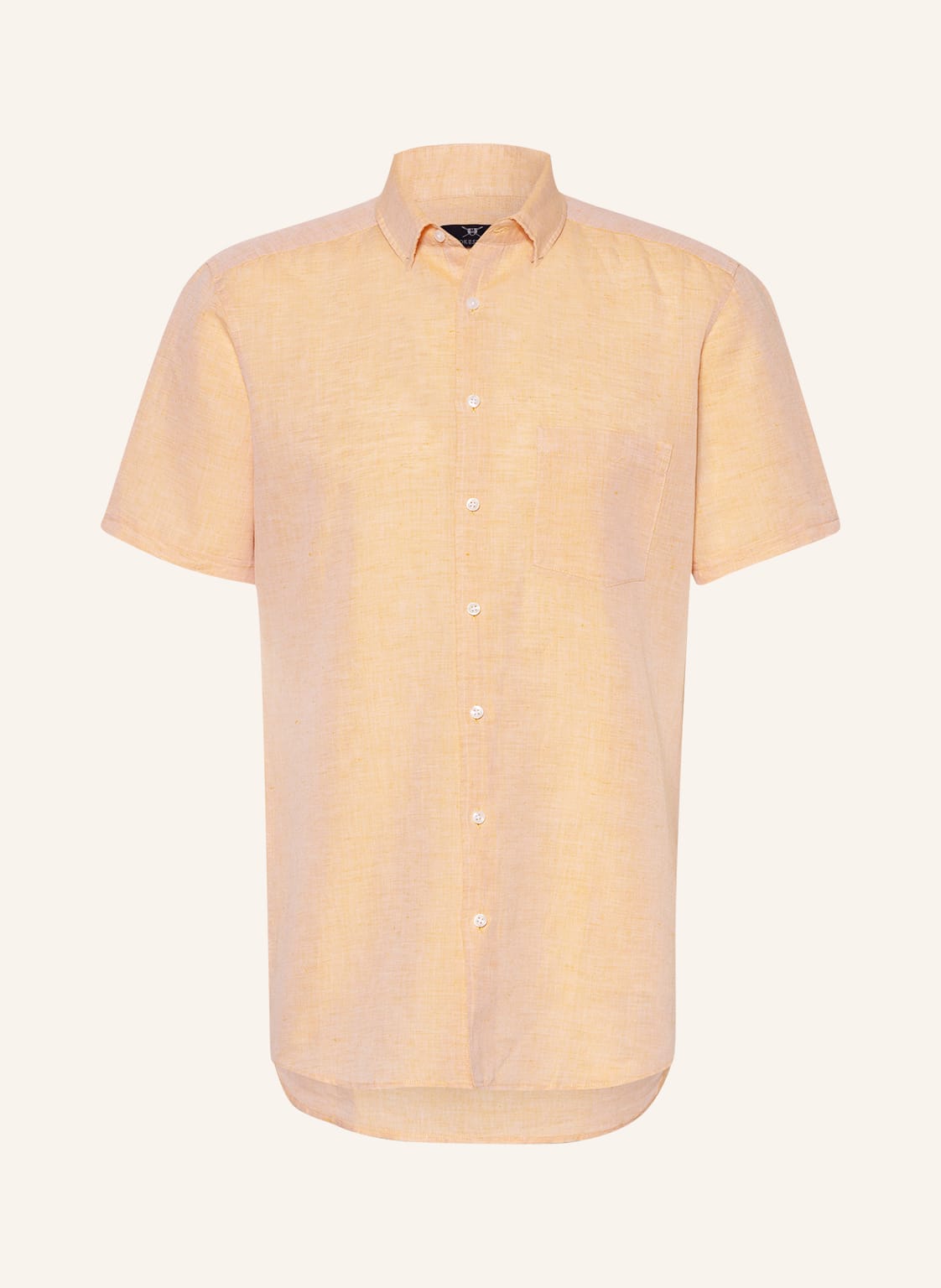 Image of Strokesman's Kurzarmhemd Modern Fit Mit Leinen gelb