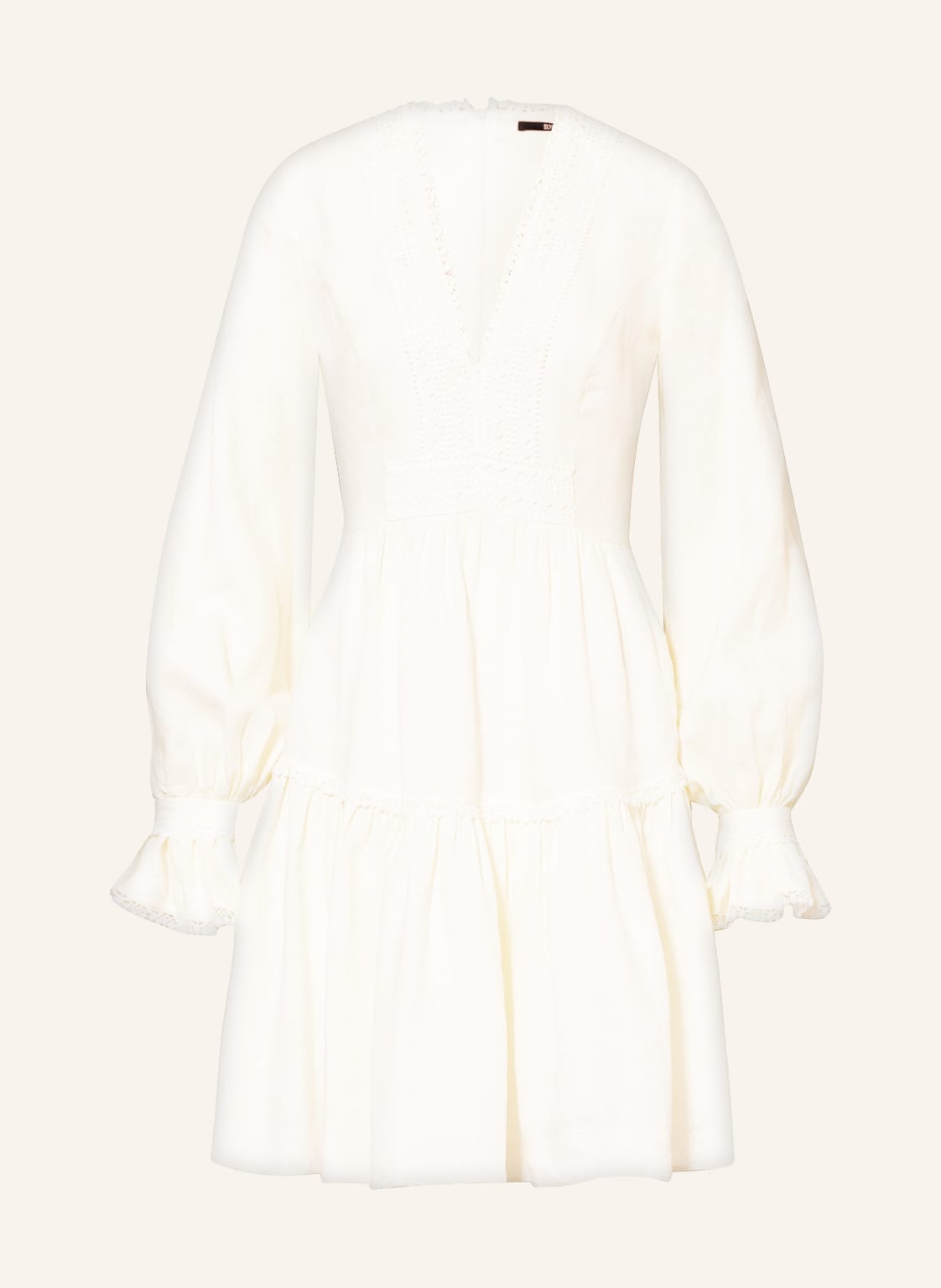 Image of Sly 010 Leinenkleid Treasure Mit Spitze weiss