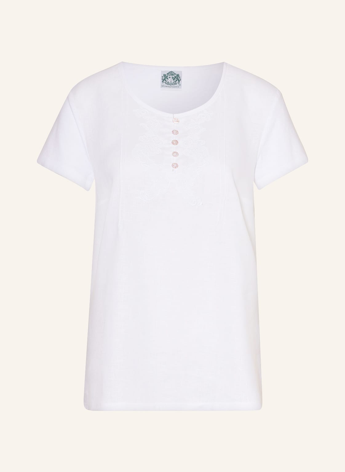 Image of Hammerschmid Blusenshirt Liane Im Materialmix Mit Leinen weiss