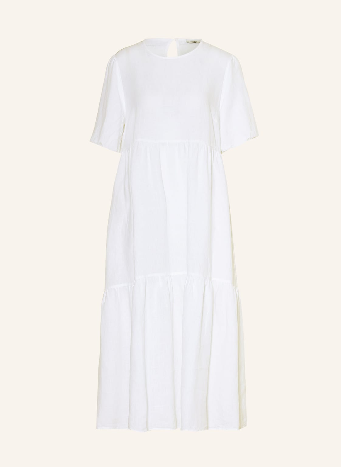 Image of Peserico Leinenkleid Mit Schmuckperlen weiss