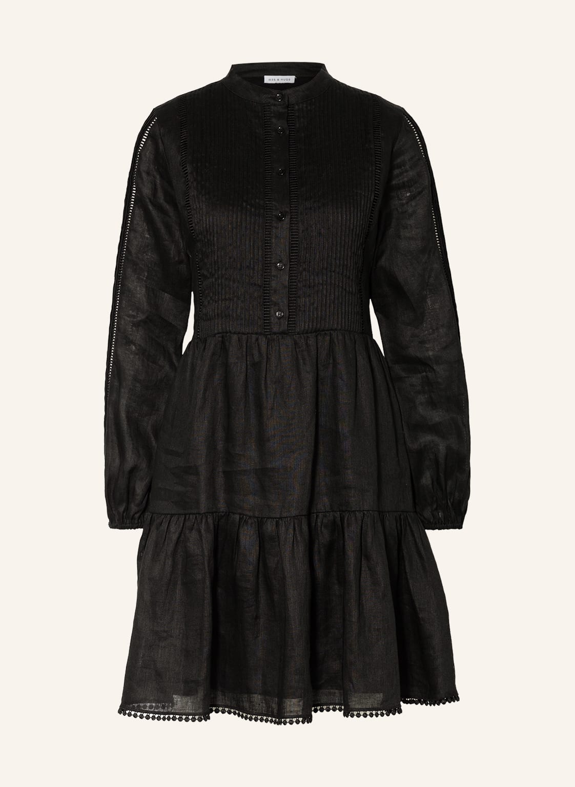 Image of Mrs & Hugs Leinenkleid Mit Lochspitze schwarz