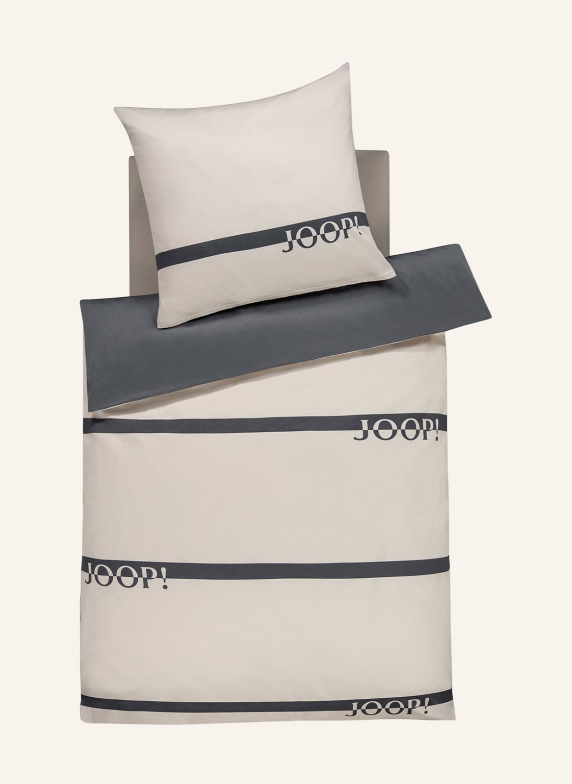 Image of Joop! Bettwäsche Logo Stripes Zum Wenden silber
