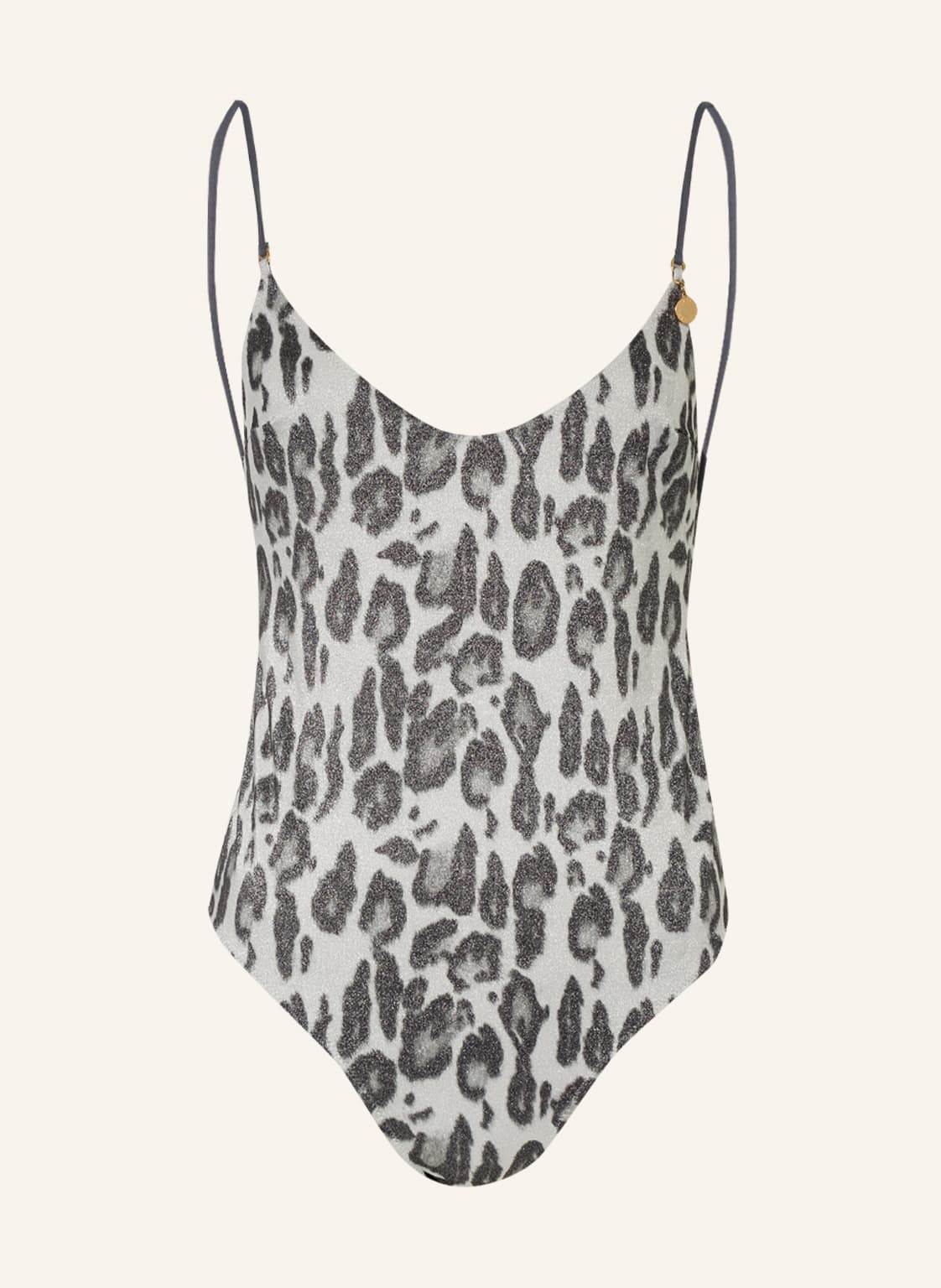 Image of Stella Mccartney Swimwear Badeanzug Animal Mit Glitzergarn silber