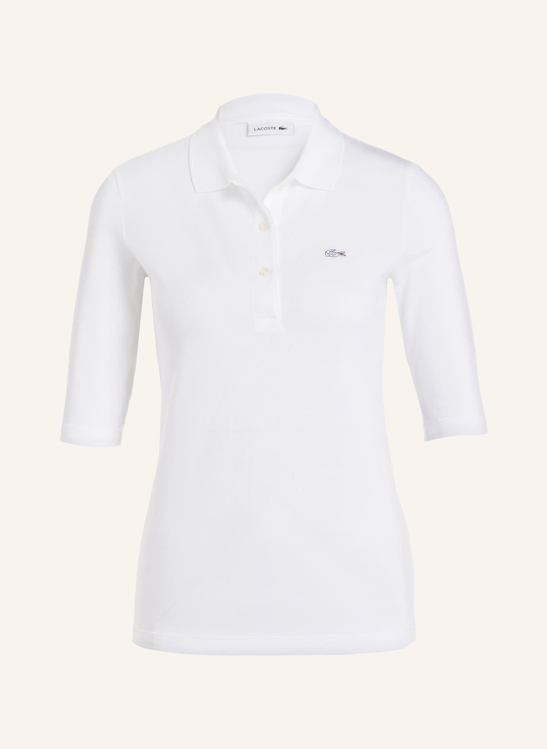 Image of Lacoste Piqué-Poloshirt Mit 3/4-Arm weiss