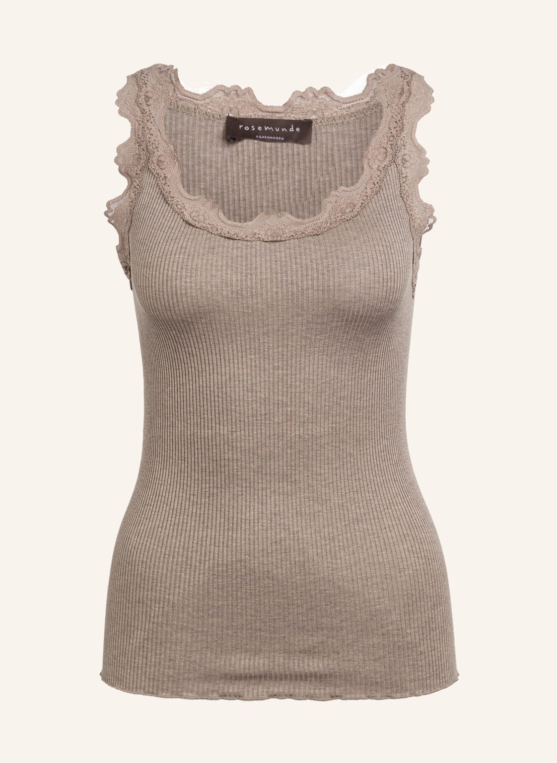 Image of Rosemunde Seidentop Babette Mit Spitze braun