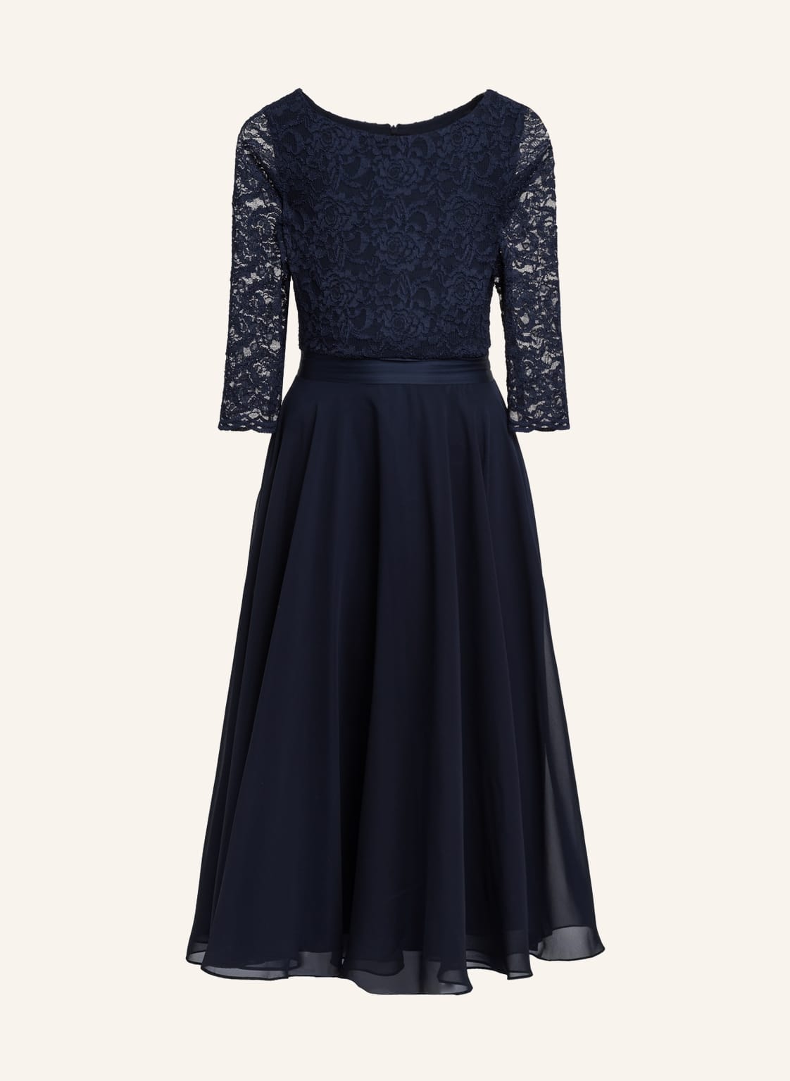 Image of Swing Cocktailkleid Mit Spitzenbesatz blau