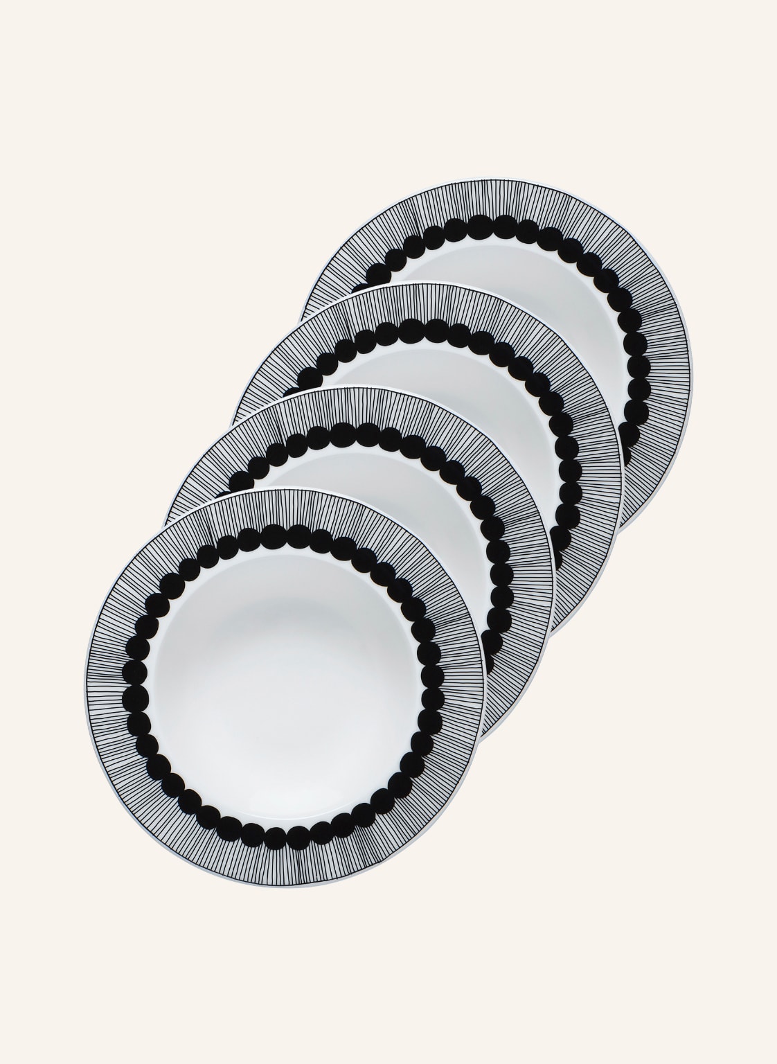 Image of Marimekko 4er-Set Suppenteller Oiva/Siirtolapuutarha schwarz