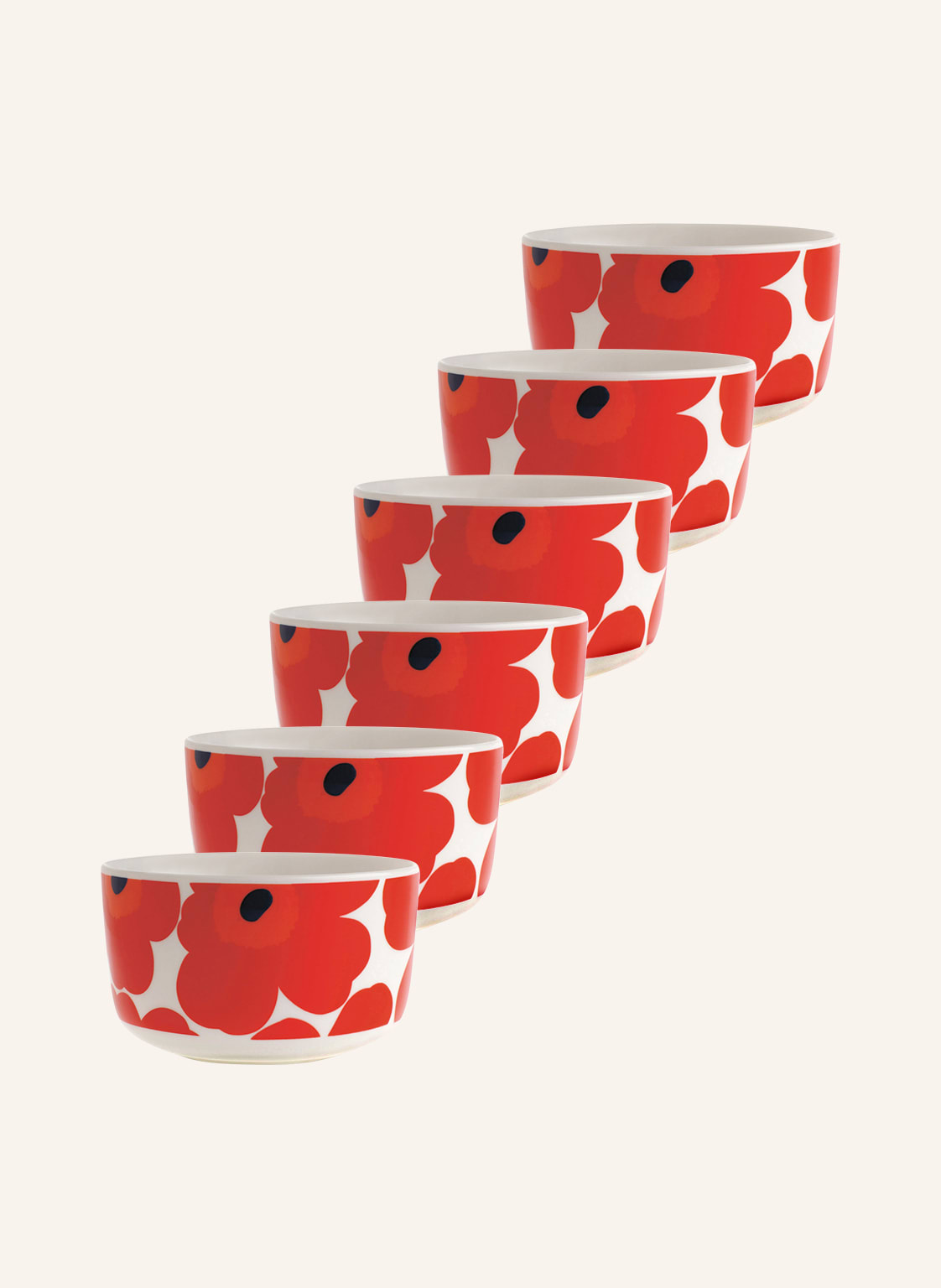 Image of Marimekko 6er-Set Schalen Oiva/Unikko rot