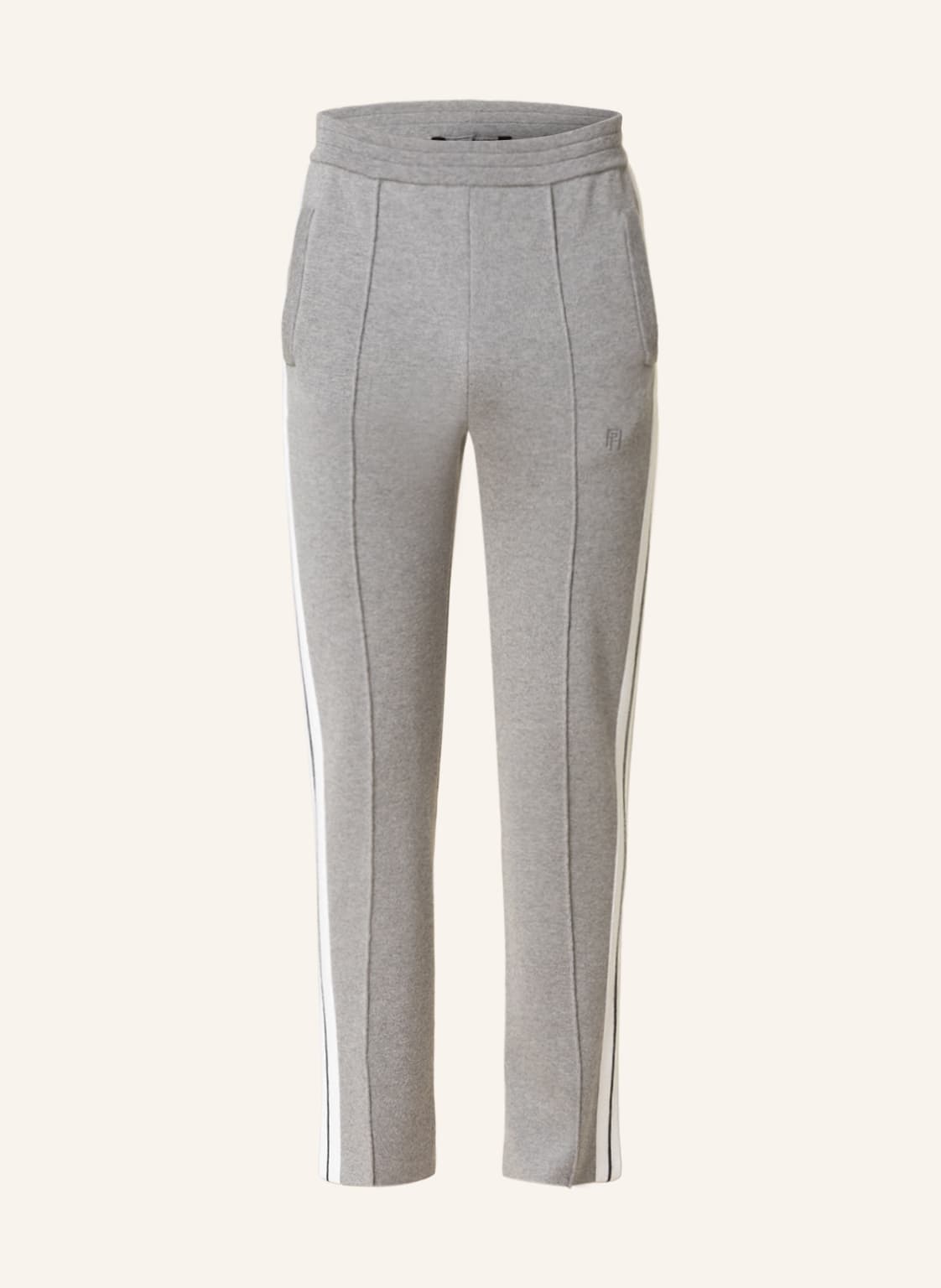 Image of Palm Angels Strickhose Aus Cashmere Mit Galonstreifen grau