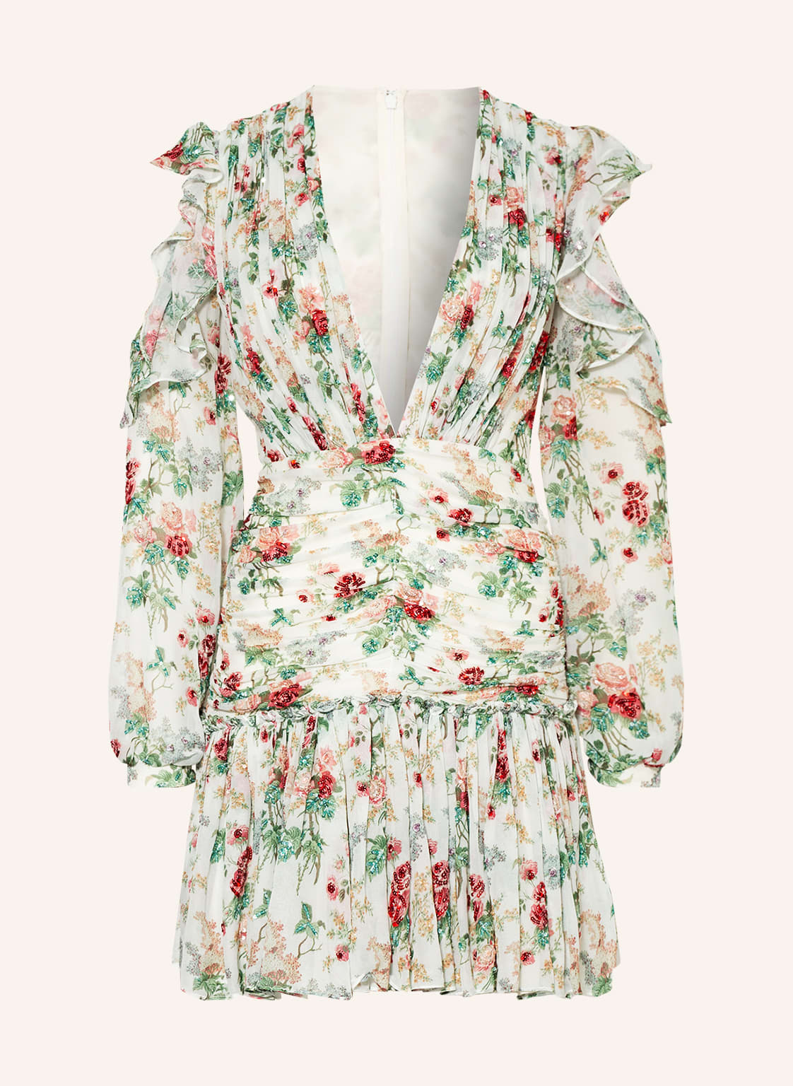 Image of Costarellos Cold-Shoulder-Kleid Mit Pailletten weiss