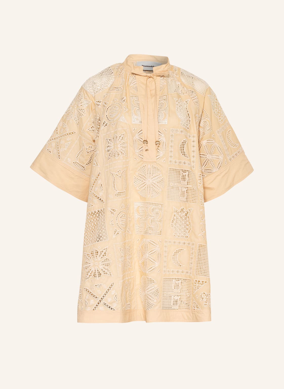 Image of Nanushka Kleid Liyah Mit Lochstickerei beige