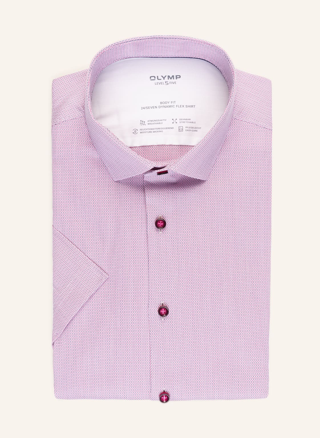 Image of Olymp Kurzarm-Hemd Level Five Body Fit violett